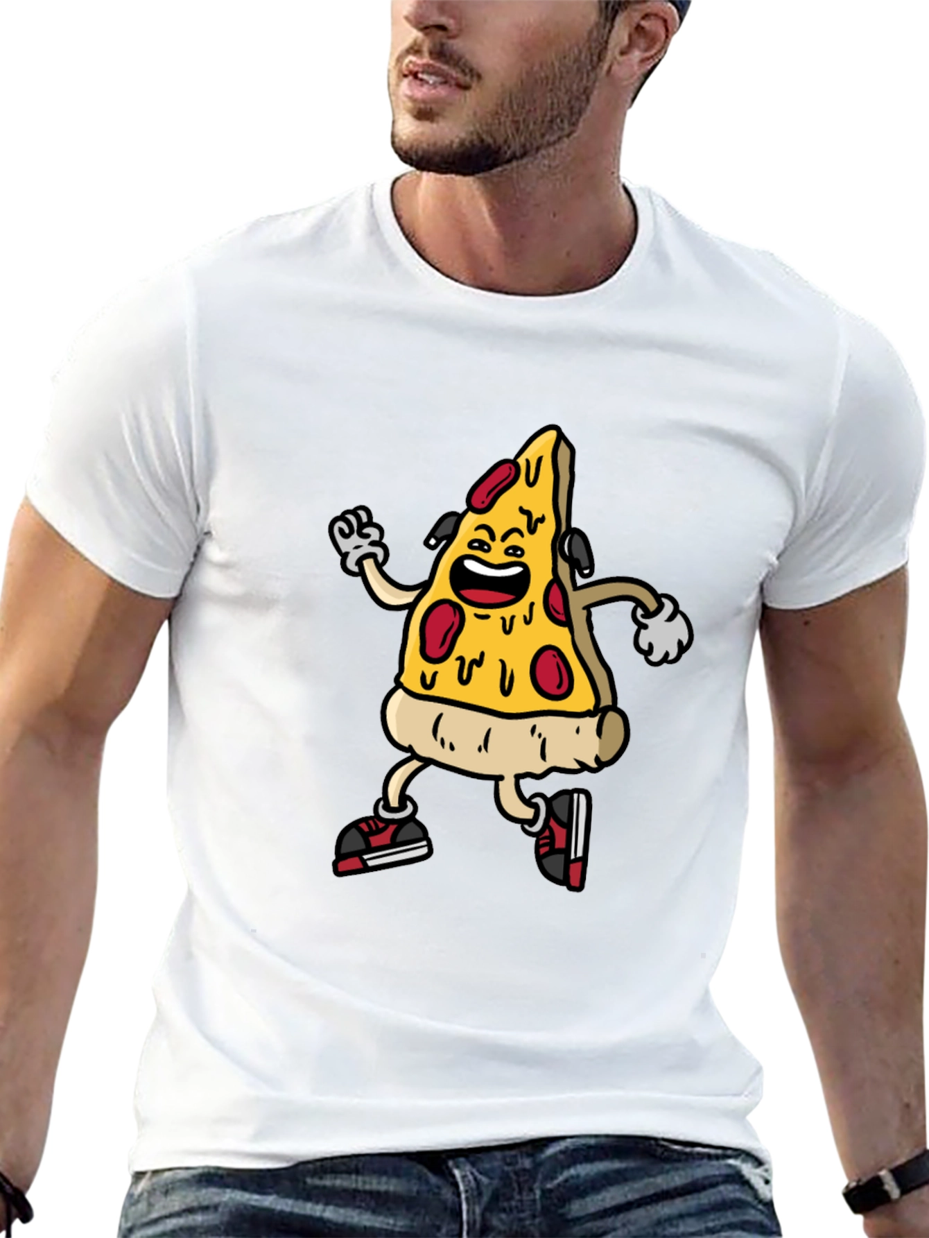 Pizza Slice Character Graphic T-Shirt