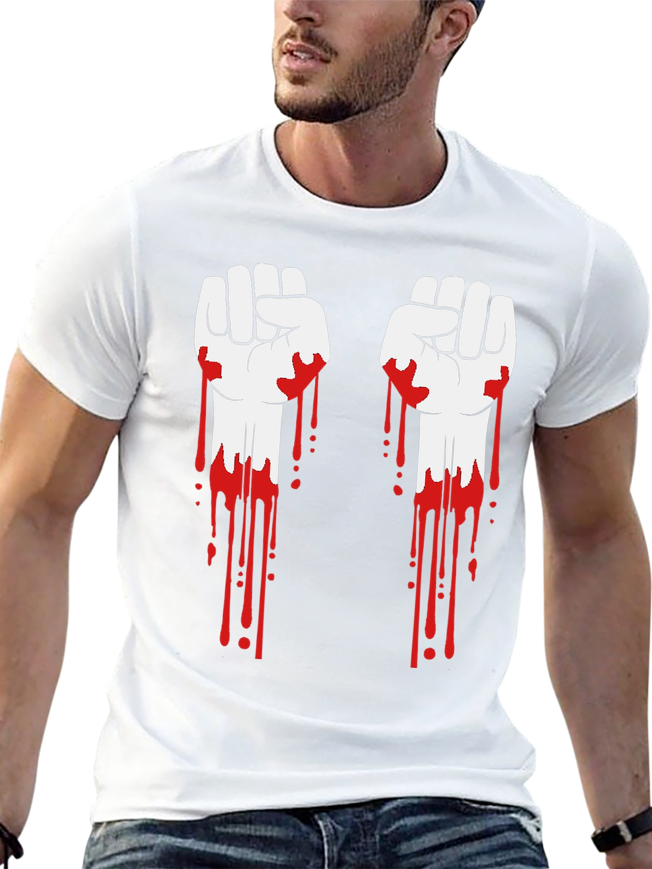 Bloody Fists Graphic Tee - Black Cotton T-Shirt