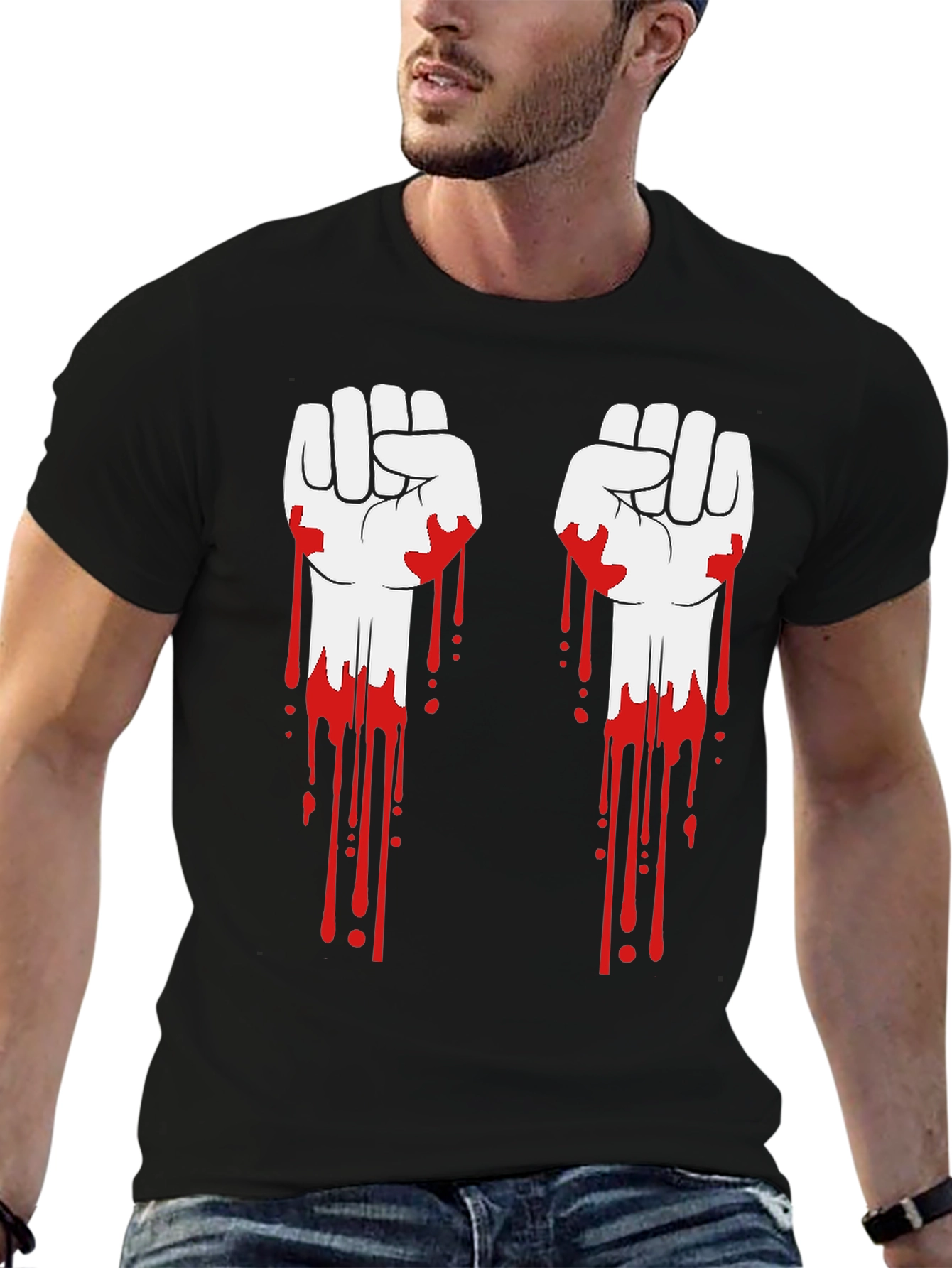 Bloody Fists Graphic Tee - Black Cotton T-Shirt