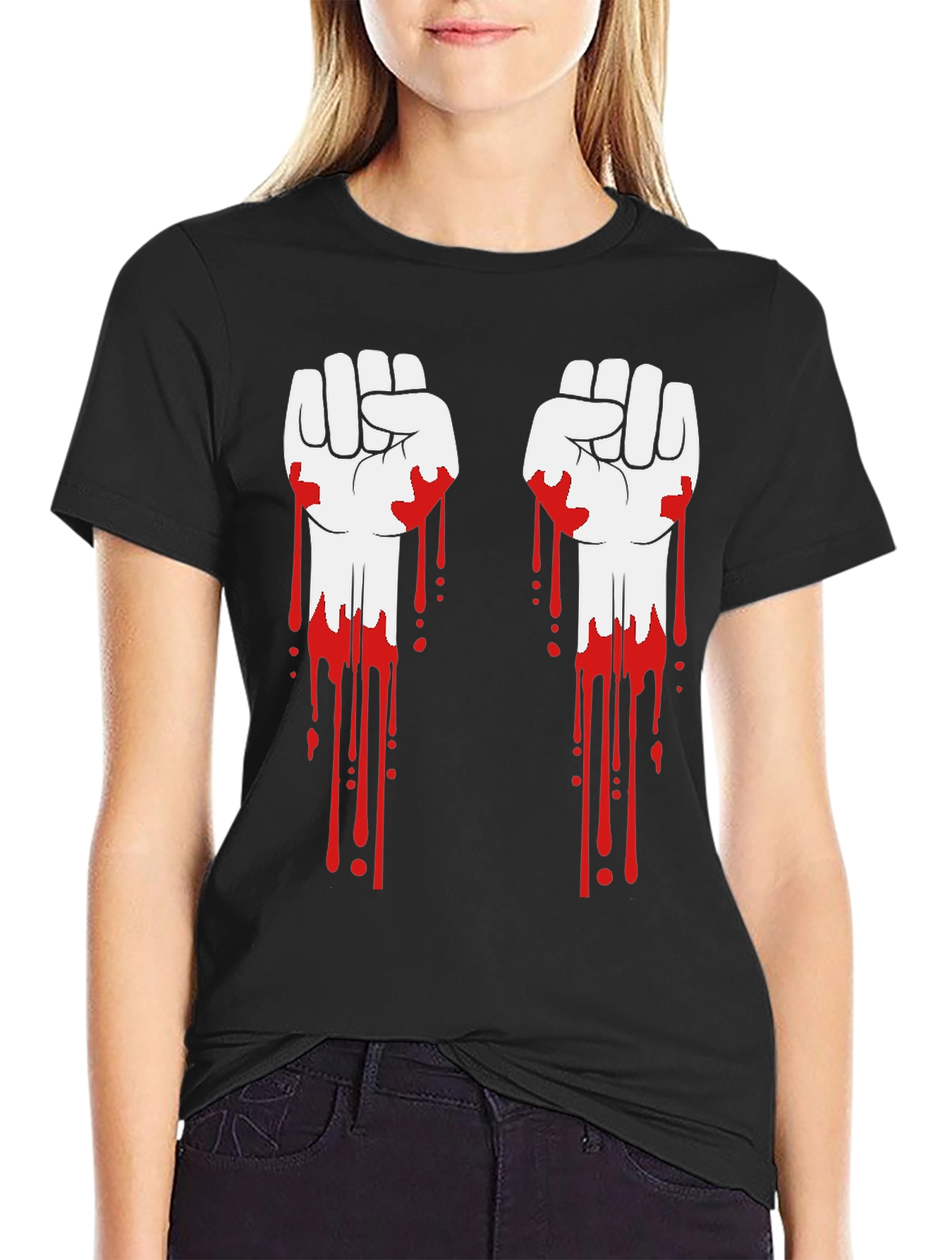 Bloody Fists Graphic Tee - Black Cotton T-Shirt