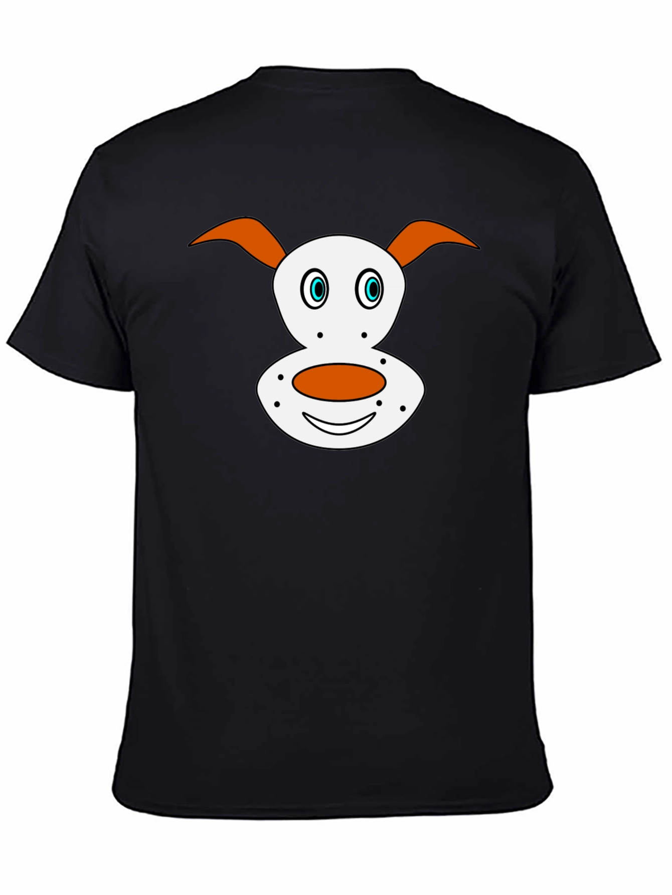 Cartoon Dog Face Graphic Tee - Black