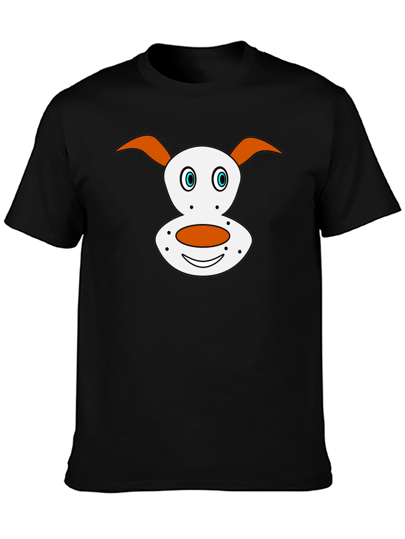 Cartoon Dog Face Graphic Tee - Black