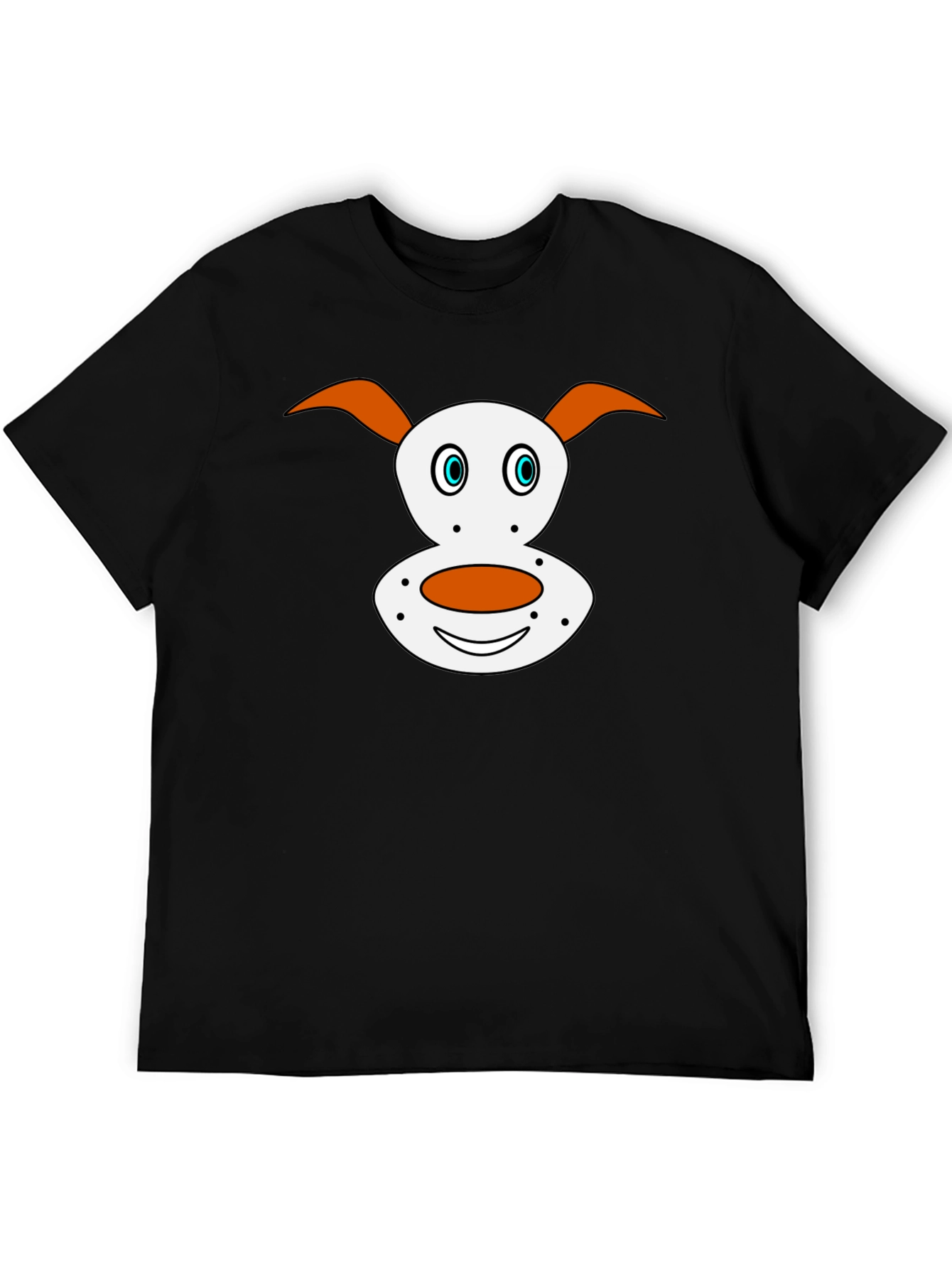 Cartoon Dog Face Graphic Tee - Black