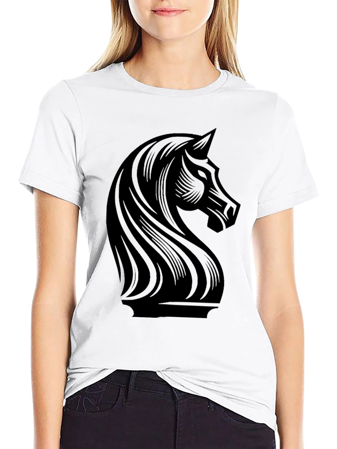 Chess Knight Graphic Tee - Sleek Black T-Shirt