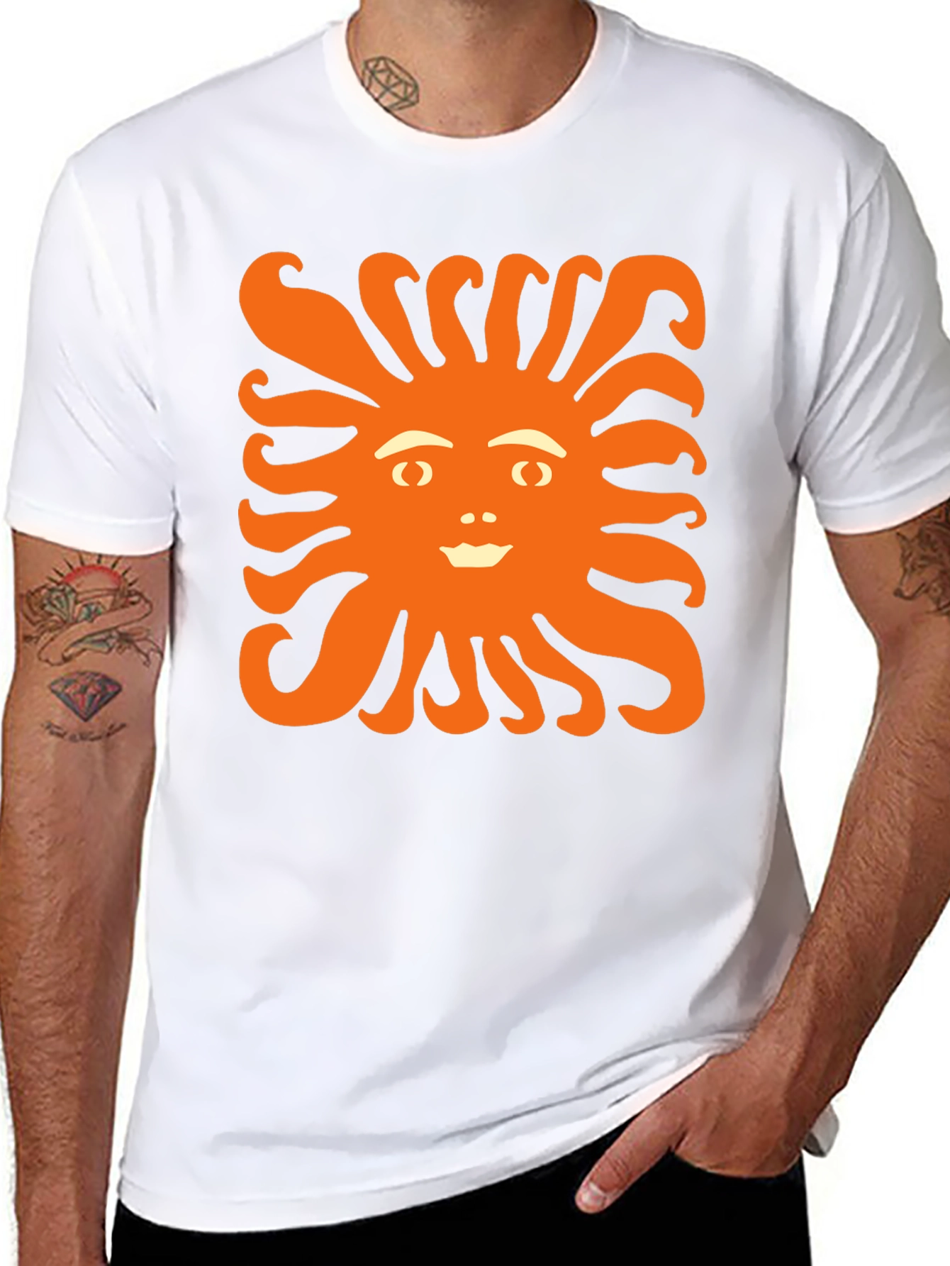 Smiling Sun Graphic Tee - Black Cotton Shirt