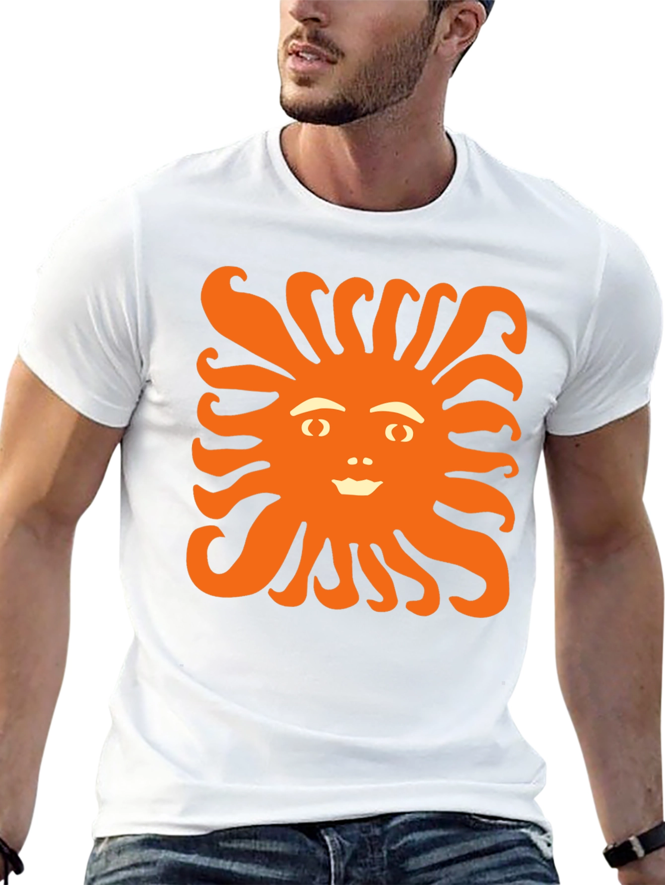 Smiling Sun Graphic Tee - Black Cotton Shirt