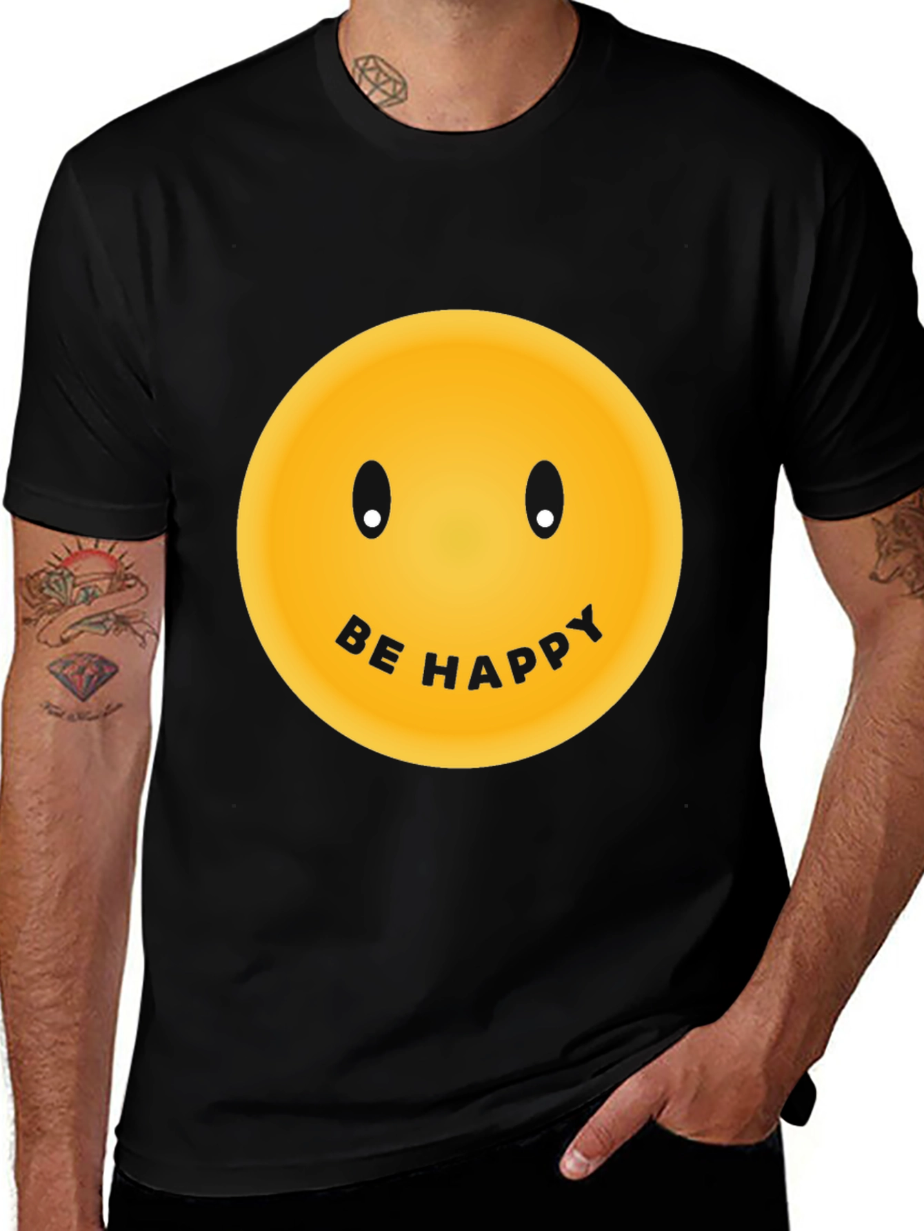 Be Happy Graphic Tee - Classic Smiley Face T-Shirt