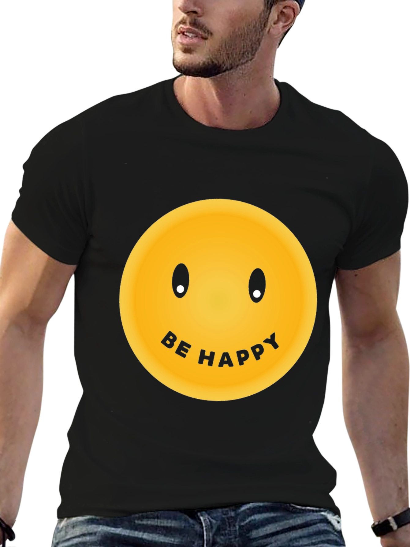 Be Happy Graphic Tee - Classic Smiley Face T-Shirt