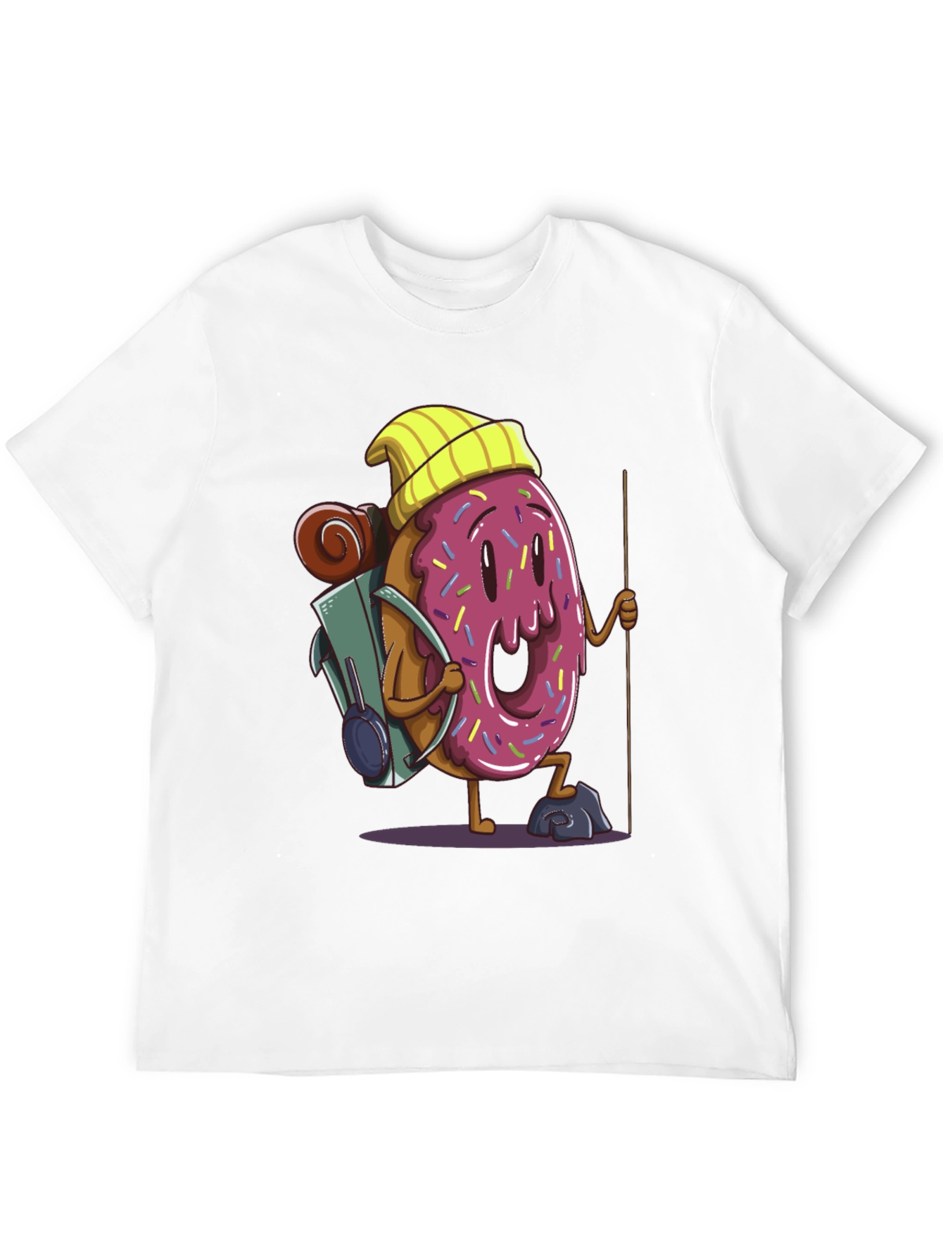 Donut Hiker Graphic Tee - Black Cotton T-Shirt