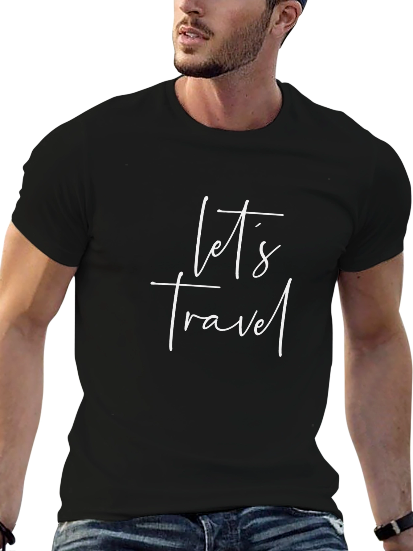 Lets Travel Black Graphic Tee
