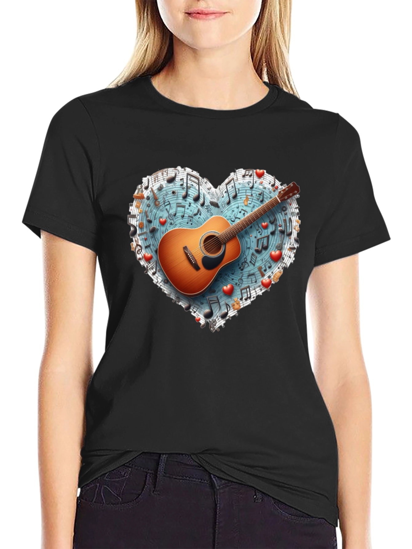 Music Lovers Guitar Heart T-Shirt