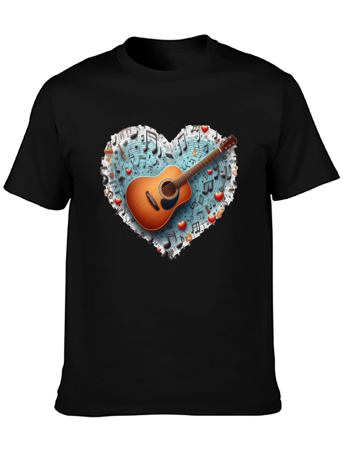 Music Lovers Guitar Heart T-Shirt