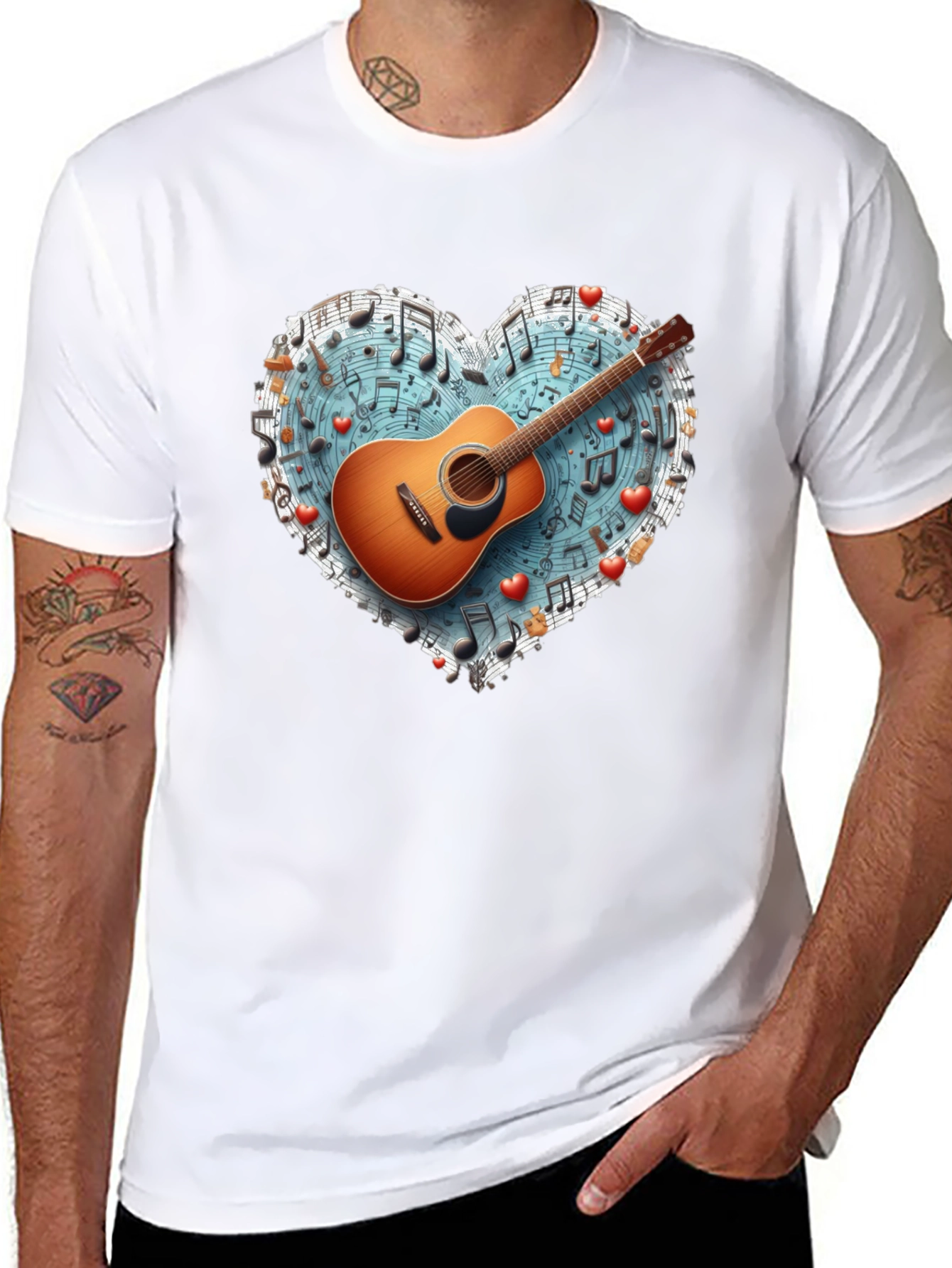 Music Lovers Guitar Heart T-Shirt