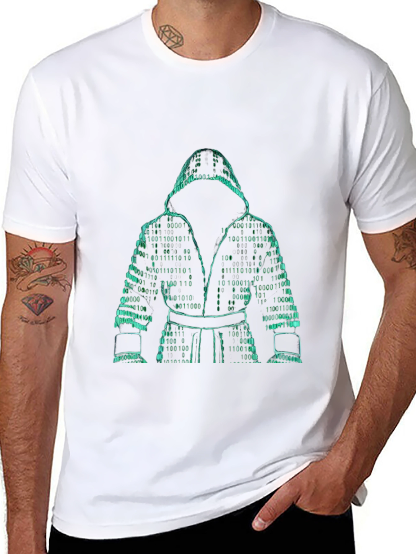 Binary Code Boxer Graphic Tee - Stylish Geek Chic