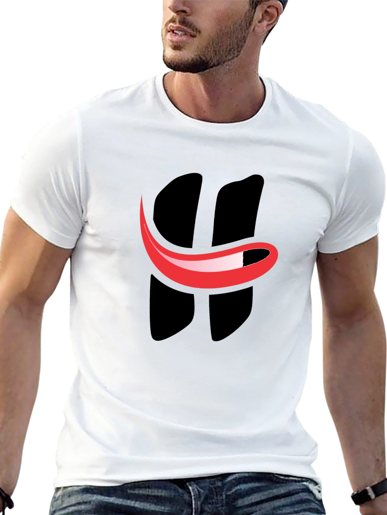 Smiley Face Graphic Tee - Black Cotton T-Shirt