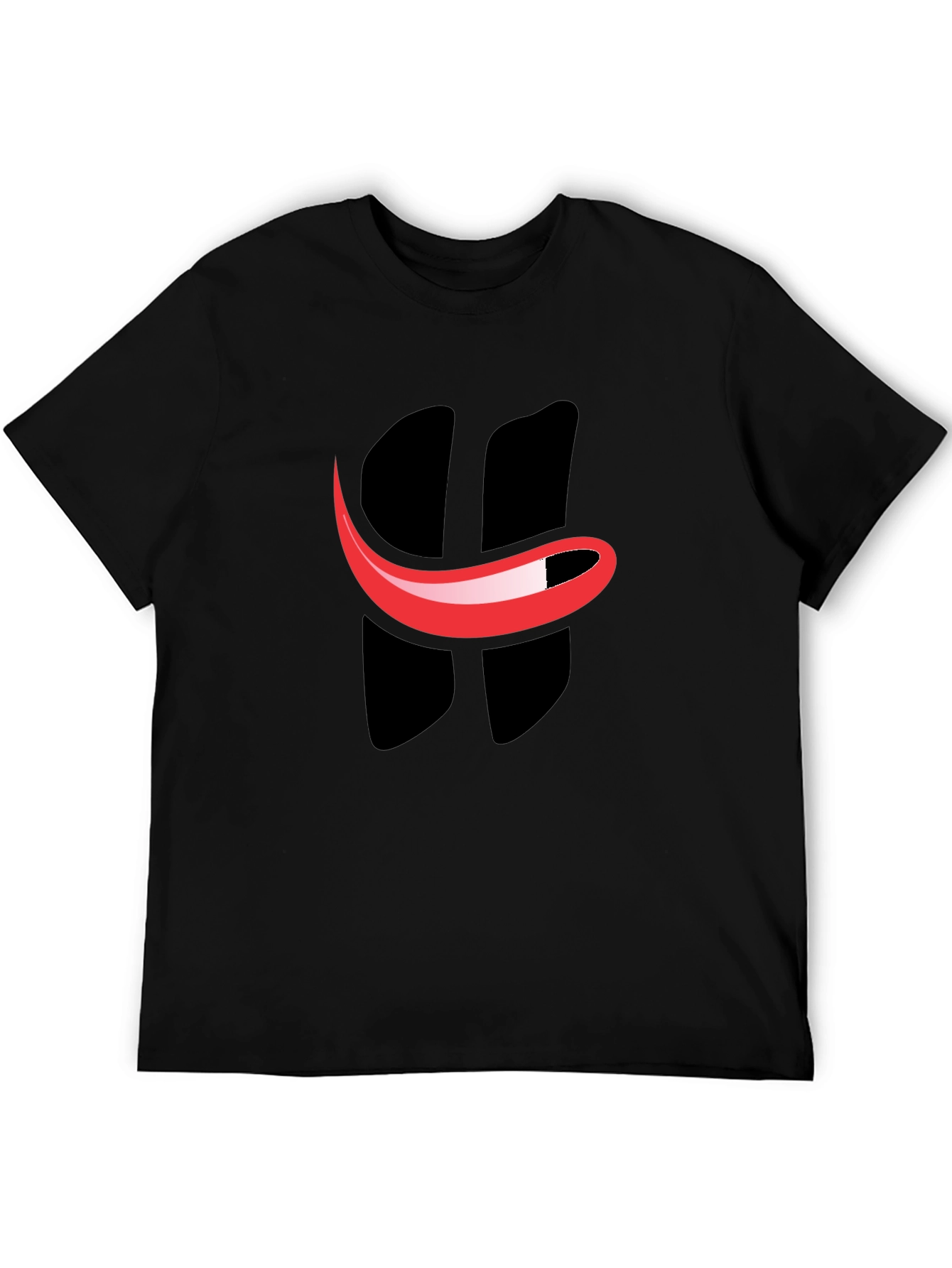 Smiley Face Graphic Tee - Black Cotton T-Shirt