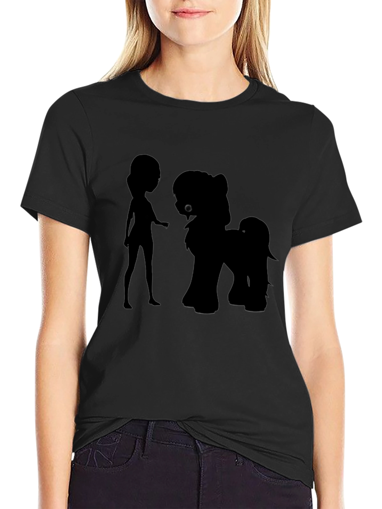 Silhouette Girl & Pony Black Graphic Tee