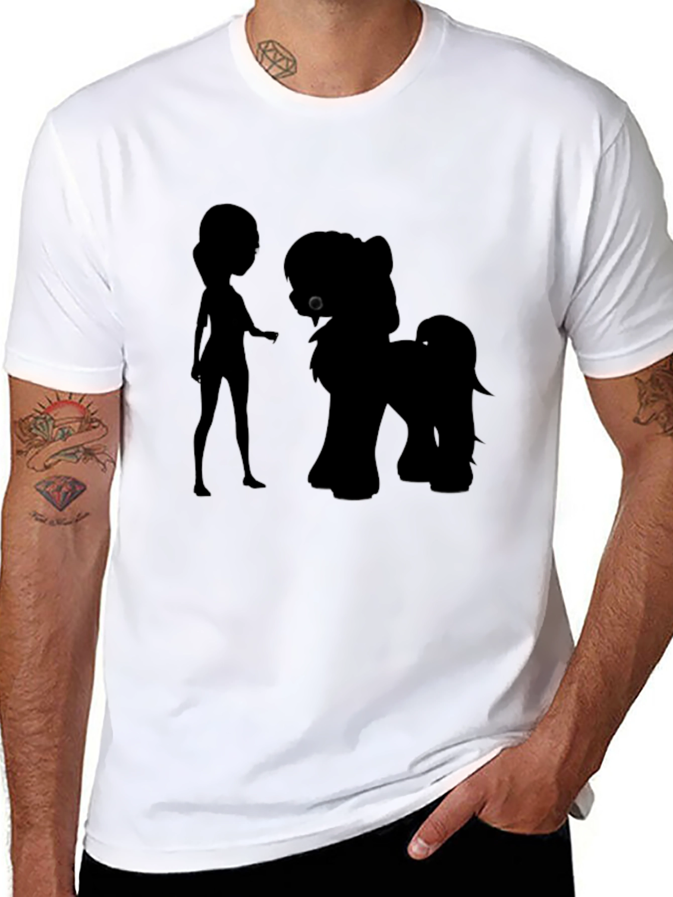 Silhouette Girl & Pony Black Graphic Tee