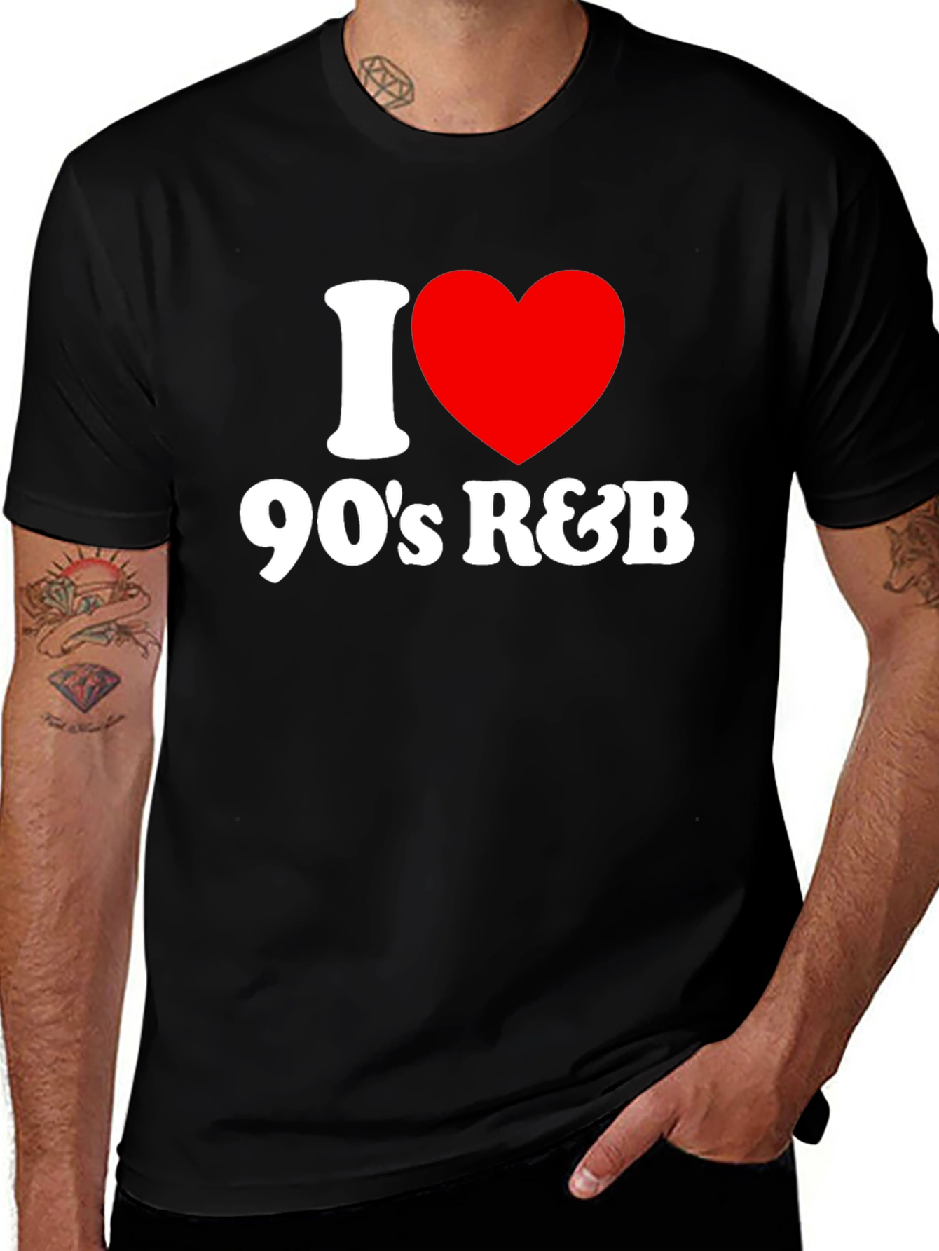 I Heart 90s R&B Black Graphic T-Shirt