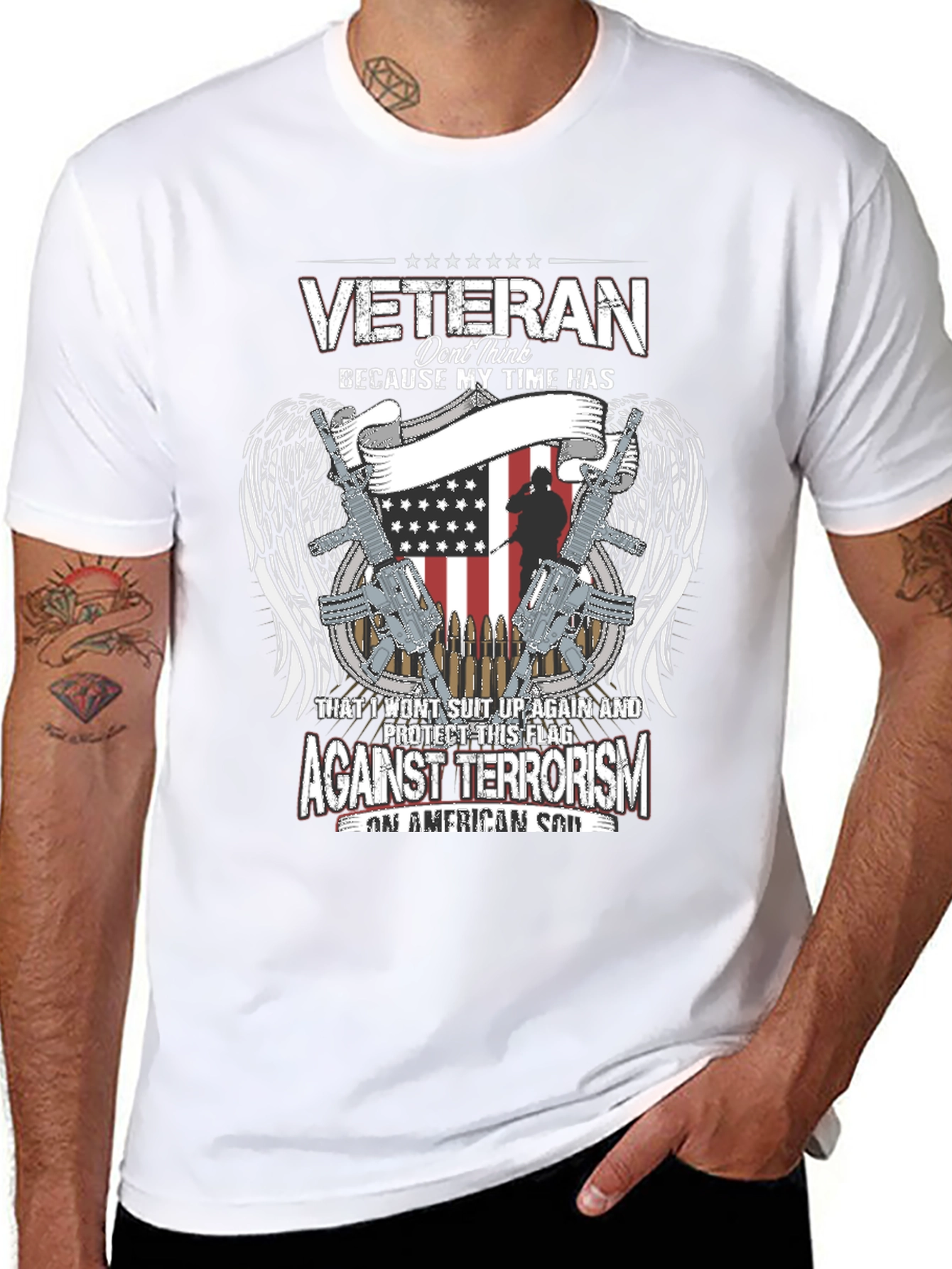 Veteran Against Terrorism Patriotic Graphic T-Shirt