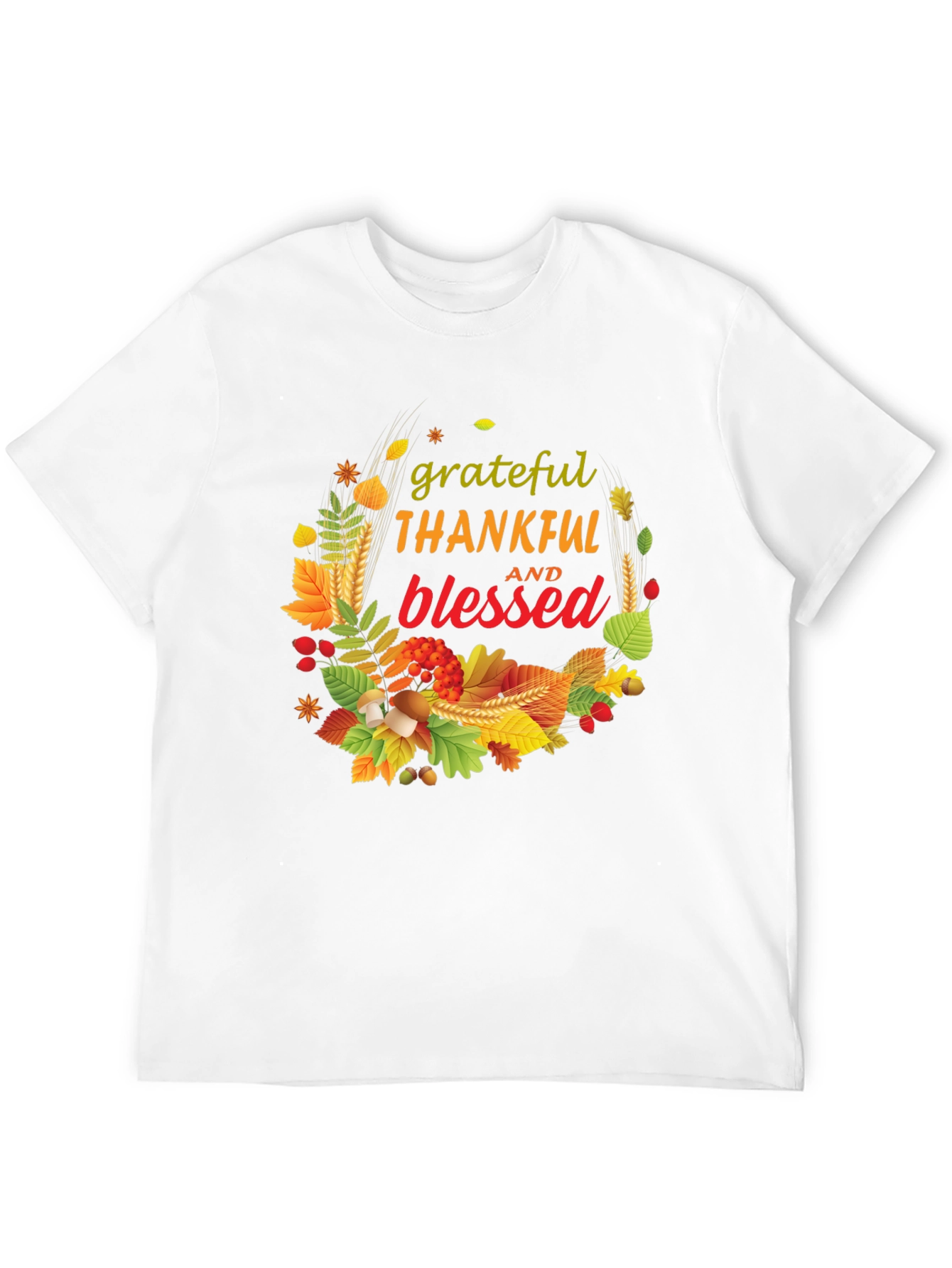 Grateful Thankful Blessed Fall Wreath T-Shirt