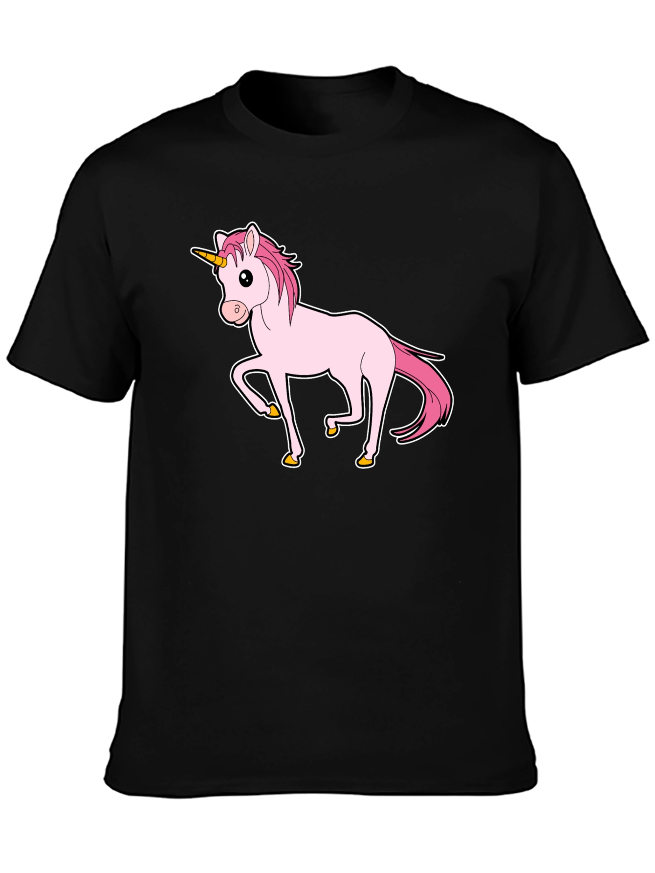 Unicorn Graphic Print T-Shirt - Black