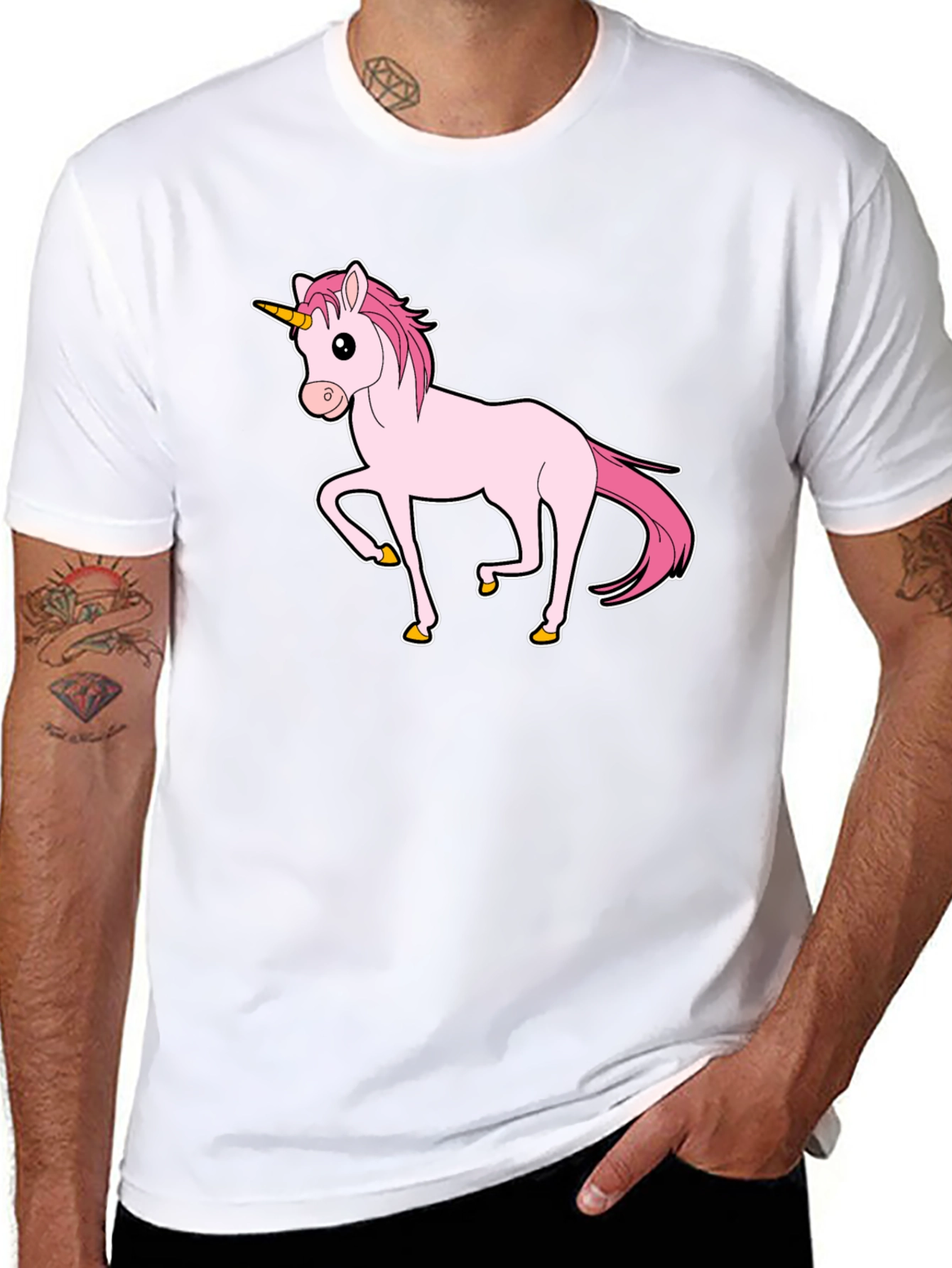 Unicorn Graphic Print T-Shirt - Black