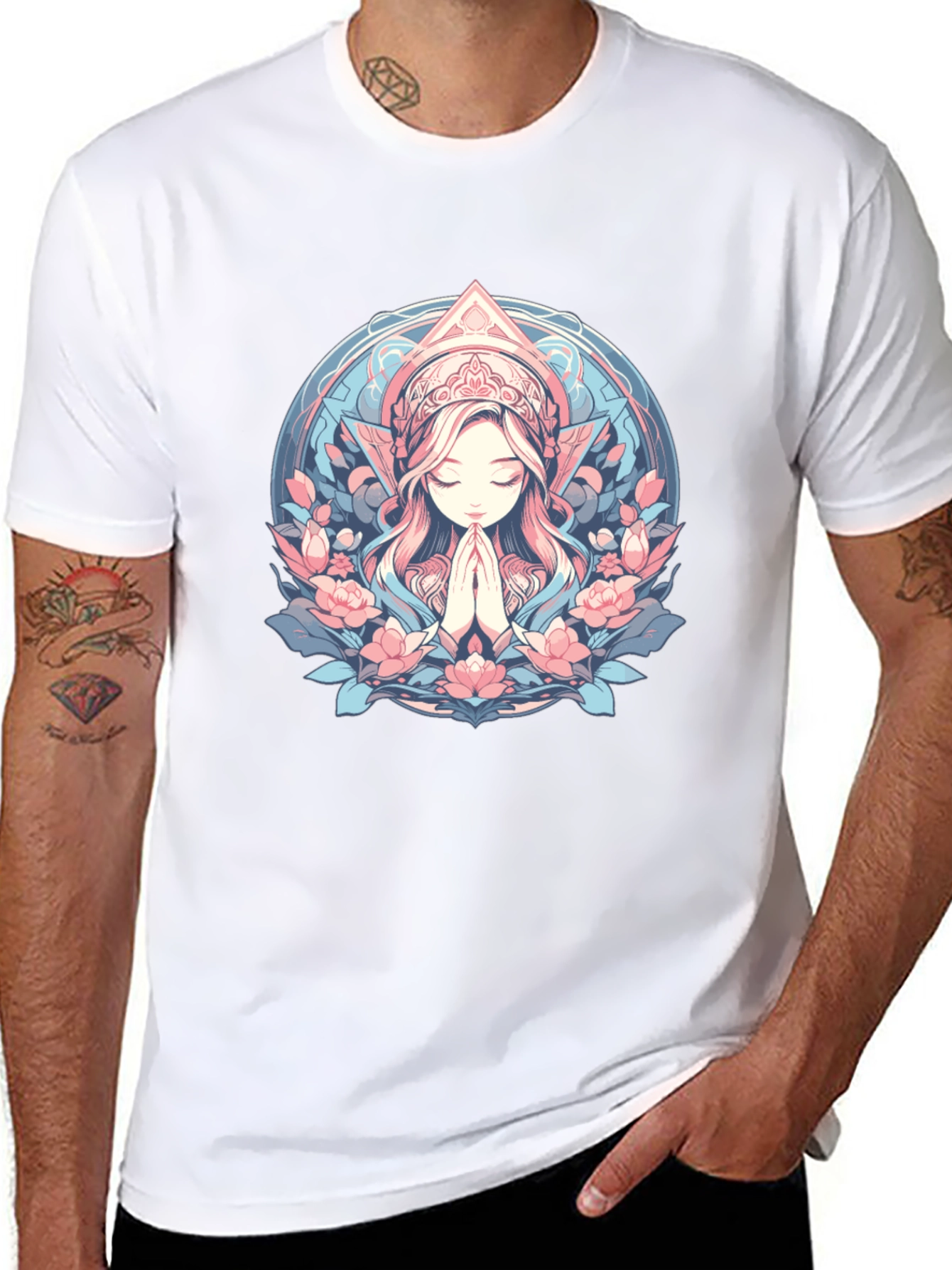 Praying Woman Floral T-Shirt