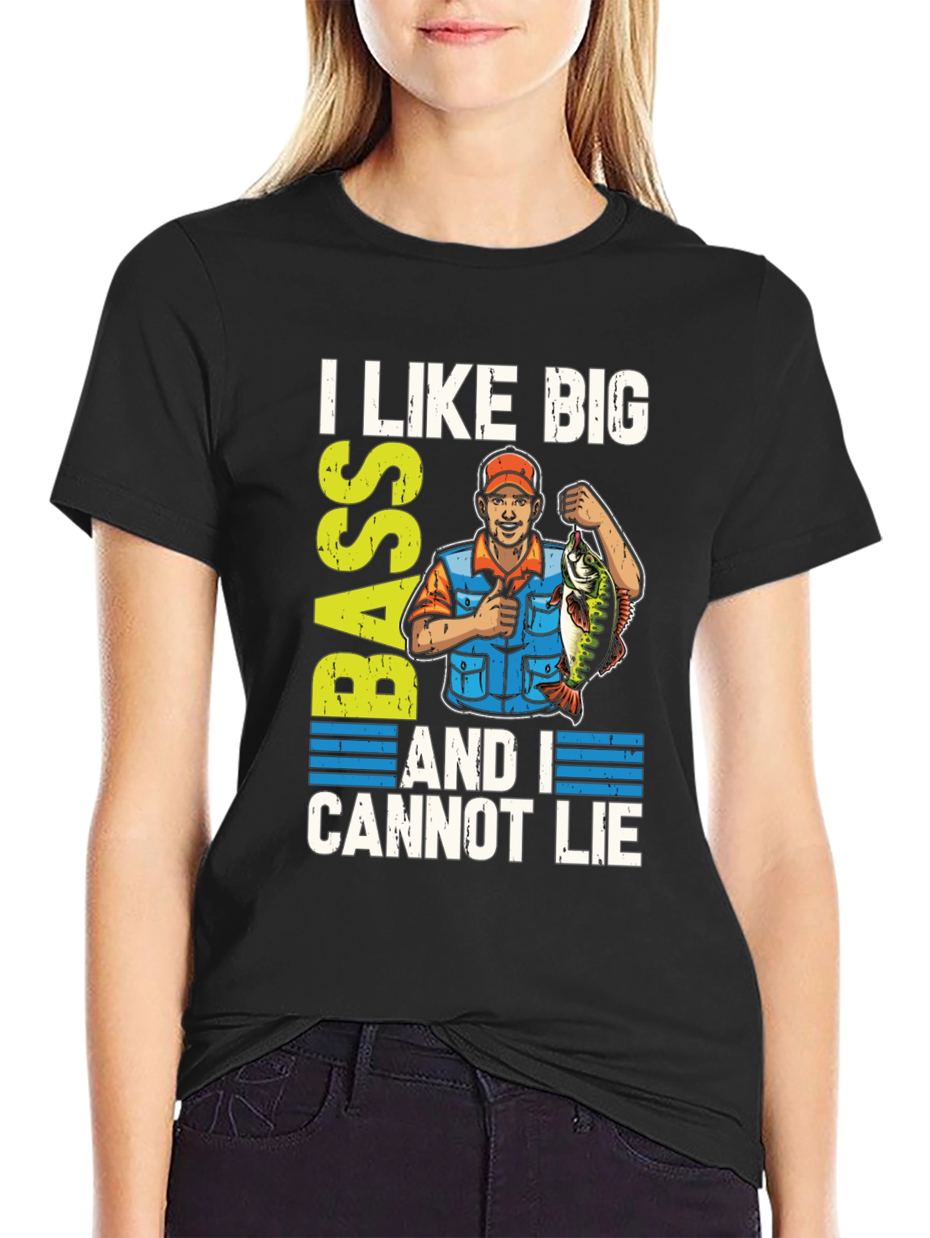 I Like Big Bass Funny Fishing T-Shirt
