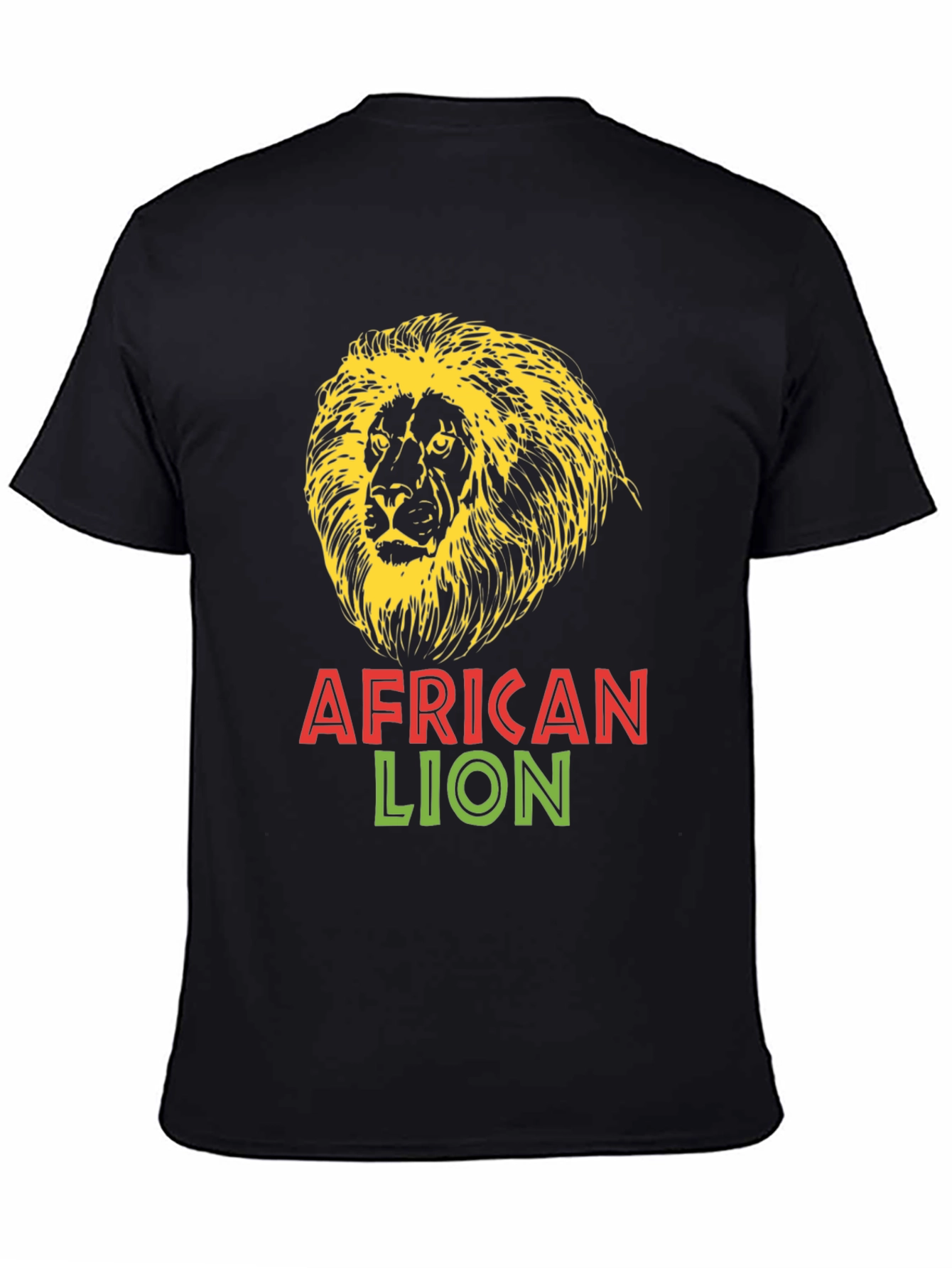 African Lion Graphic Tee - Bold Black T-Shirt