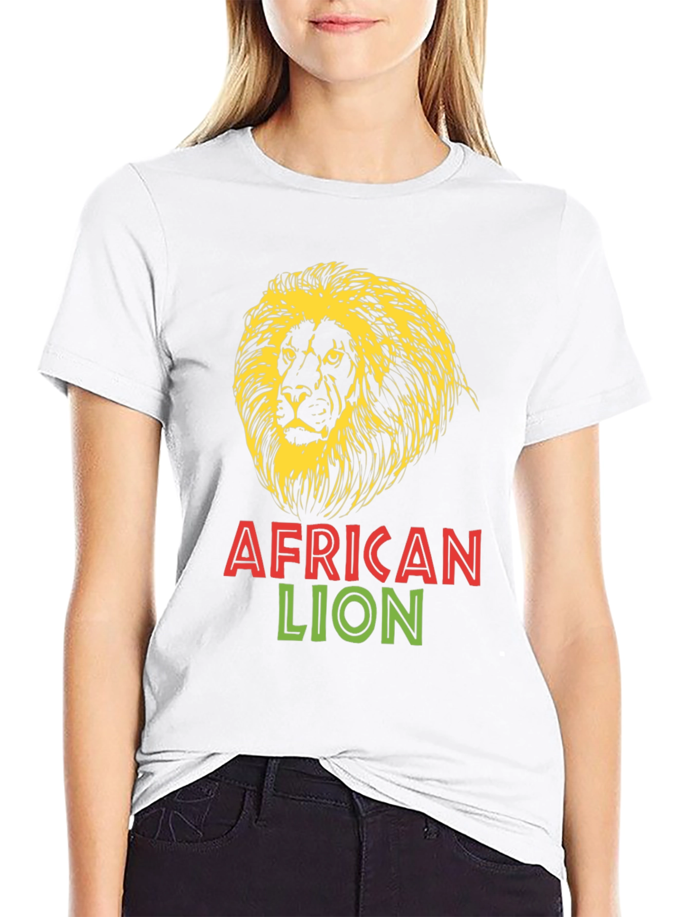 African Lion Graphic Tee - Bold Black T-Shirt