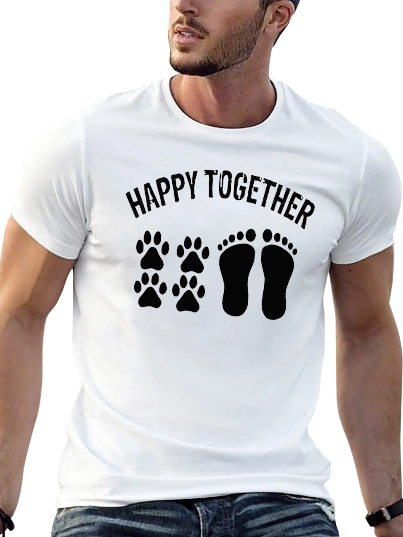 Happy Together Pet Paw & Human Footprint T-Shirt