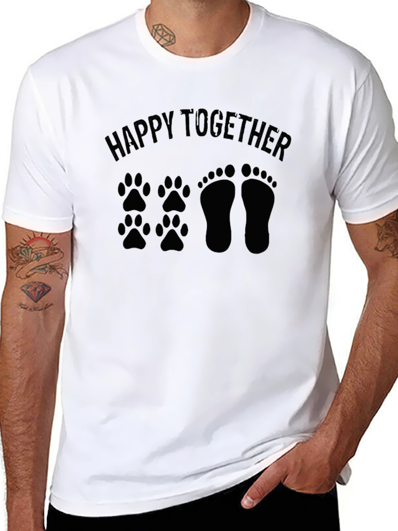 Happy Together Pet Paw & Human Footprint T-Shirt