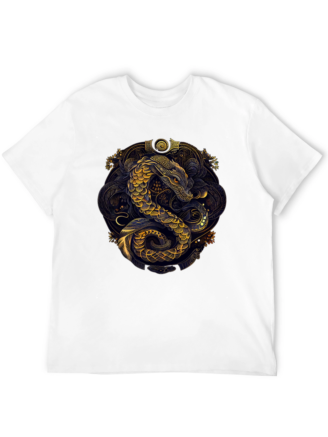 Golden Serpent Graphic Black Tee