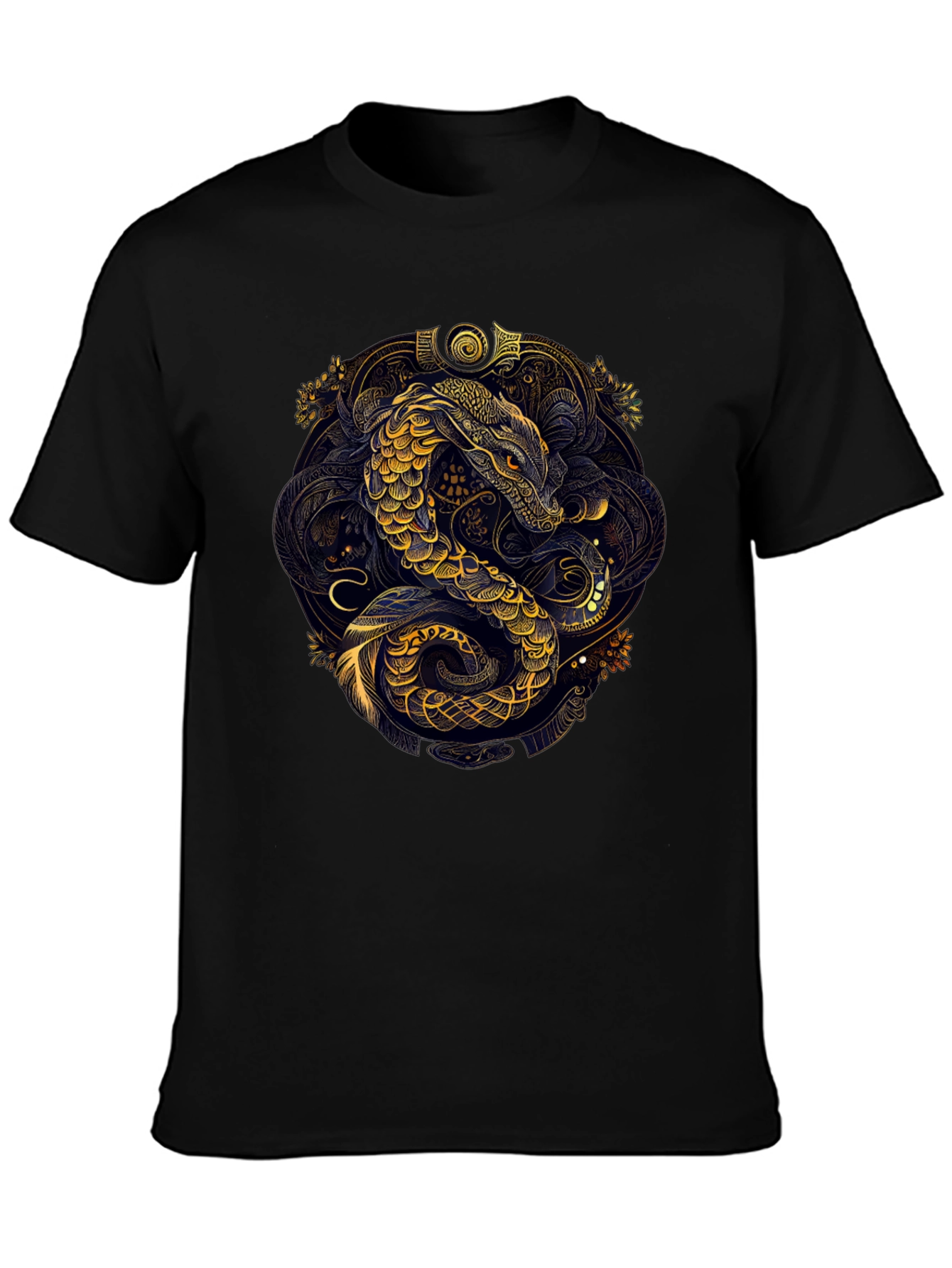 Golden Serpent Graphic Black Tee