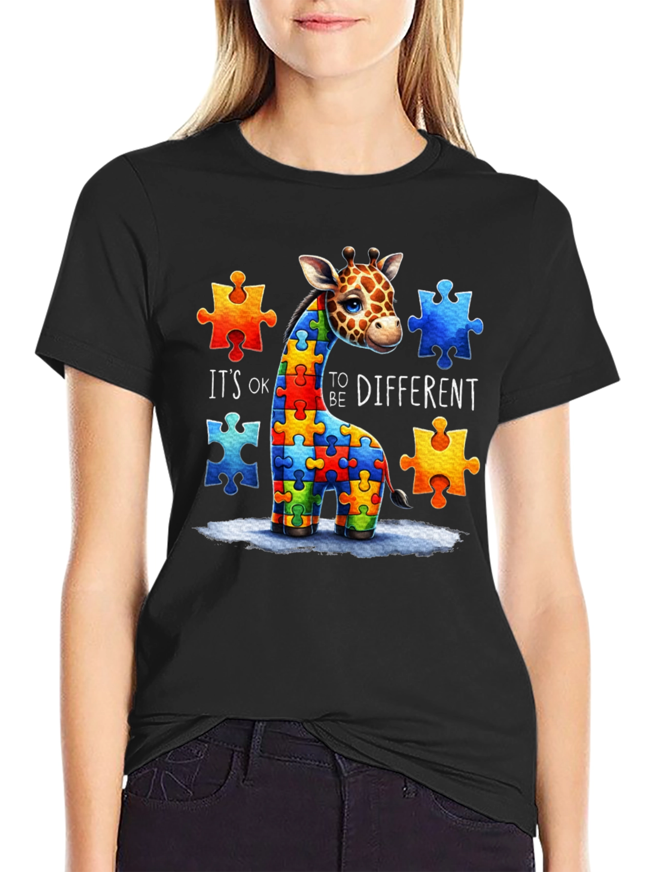 Autism Awareness Giraffe Puzzle T-Shirt