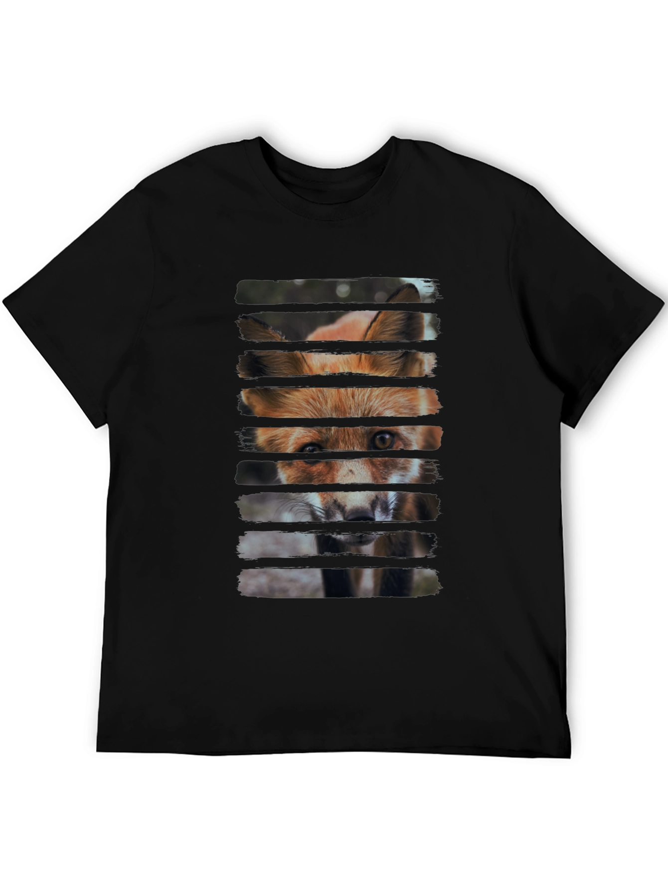 Fox Gaze Mens Black Graphic T-Shirt