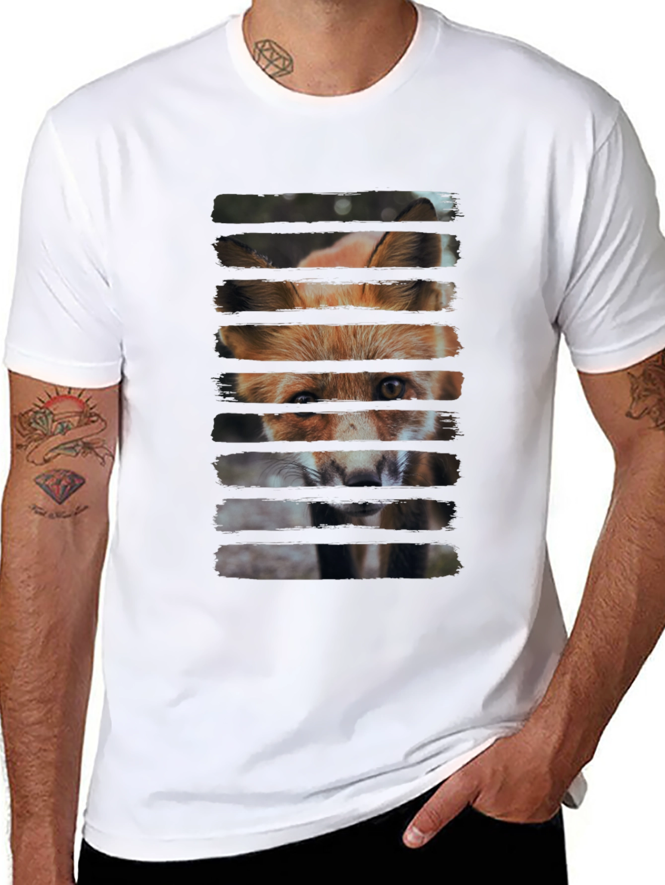 Fox Gaze Mens Black Graphic T-Shirt