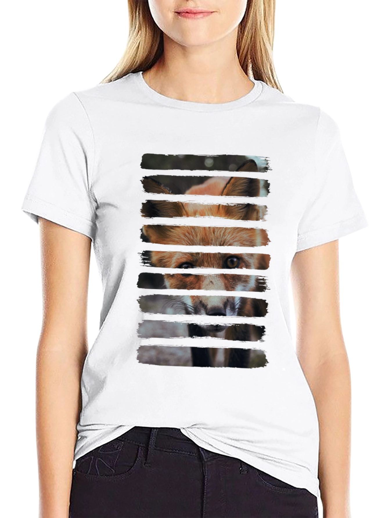 Fox Gaze Mens Black Graphic T-Shirt