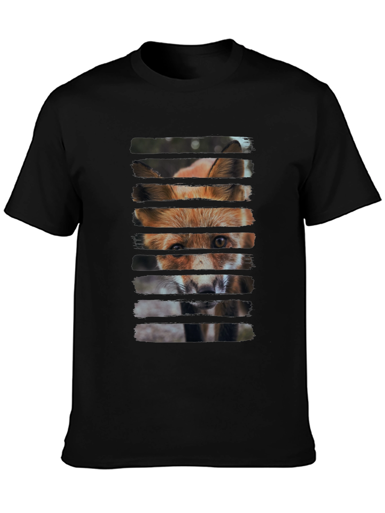 Fox Gaze Mens Black Graphic T-Shirt