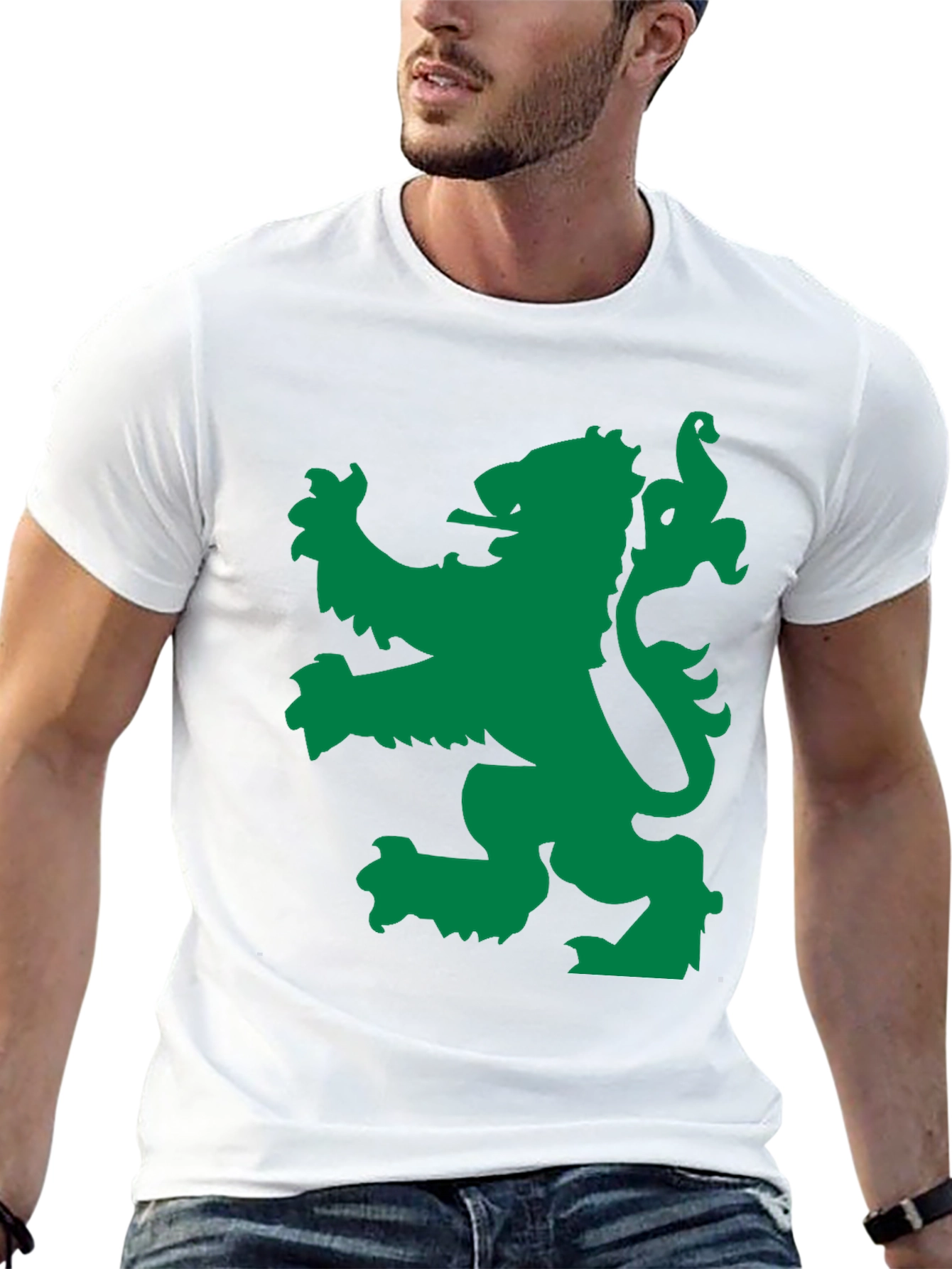 Green Lion Black Tee - Bold Graphic Design