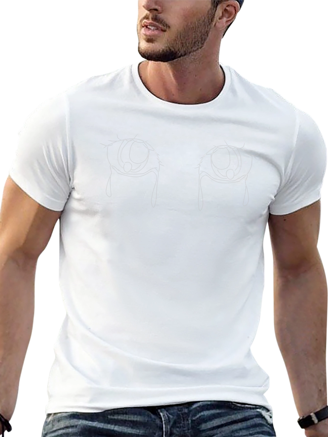 Tearful Eyes Graphic Tee - Stylish Black Cotton T-Shirt