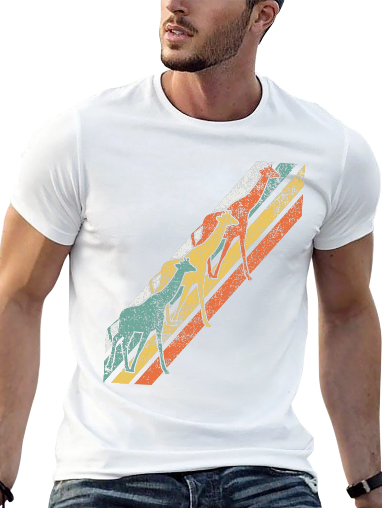 Retro Giraffe Striped T-Shirt