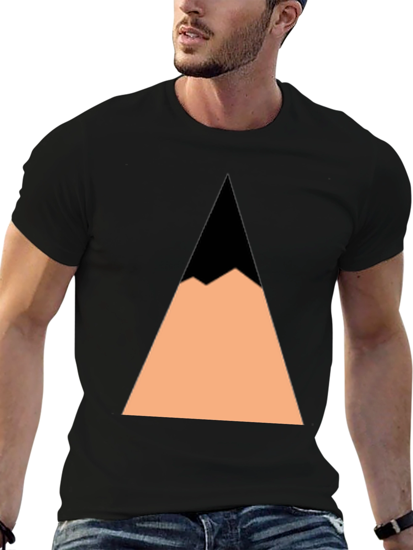 Geometric Mountain Peak Black T-Shirt