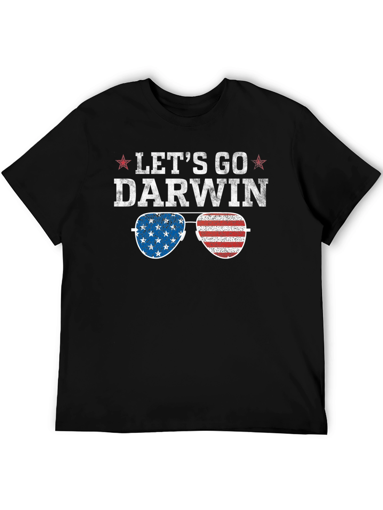 Lets Go Darwin Graphic Tee - American Flag Sunglasses