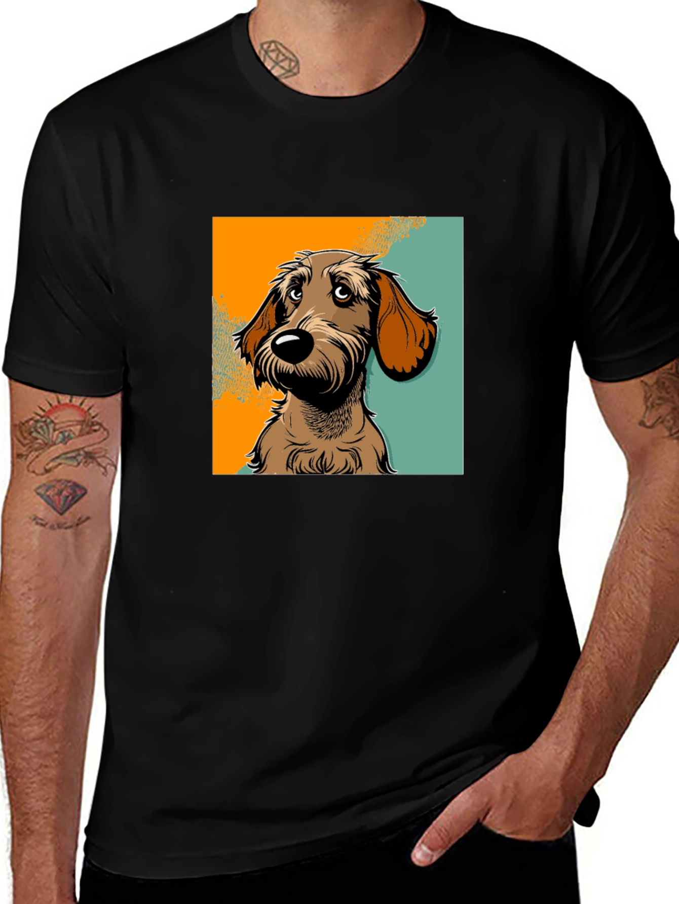 Dog Graphic T-Shirt - Black Short Sleeve Tee