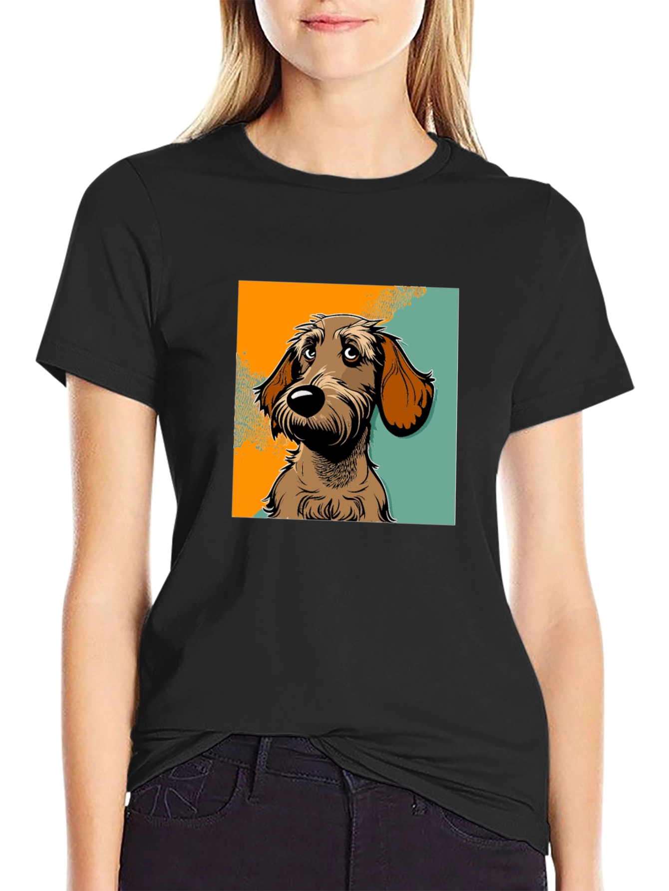 Dog Graphic T-Shirt - Black Short Sleeve Tee