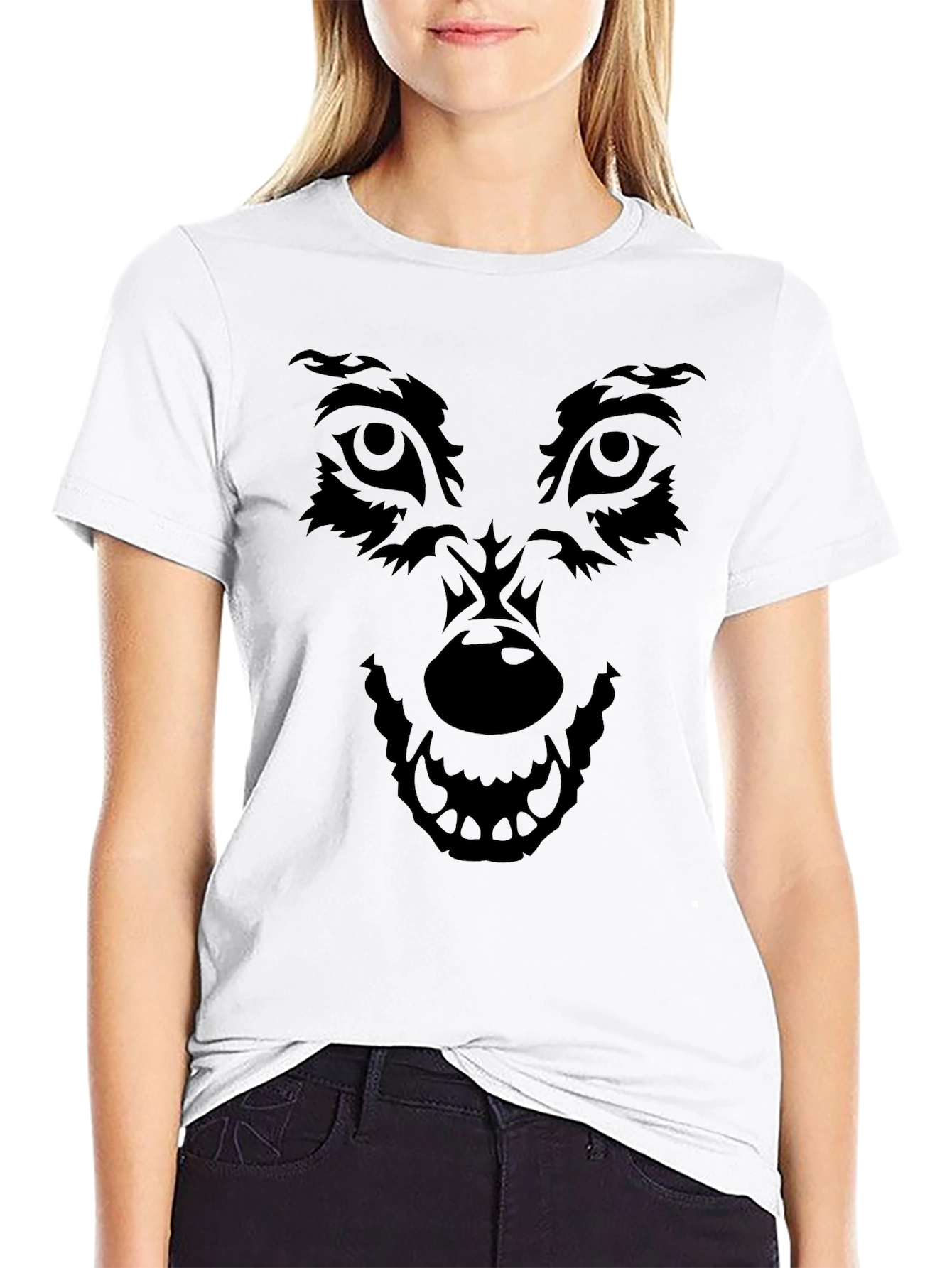 Wolf Graphic Print Black T-Shirt