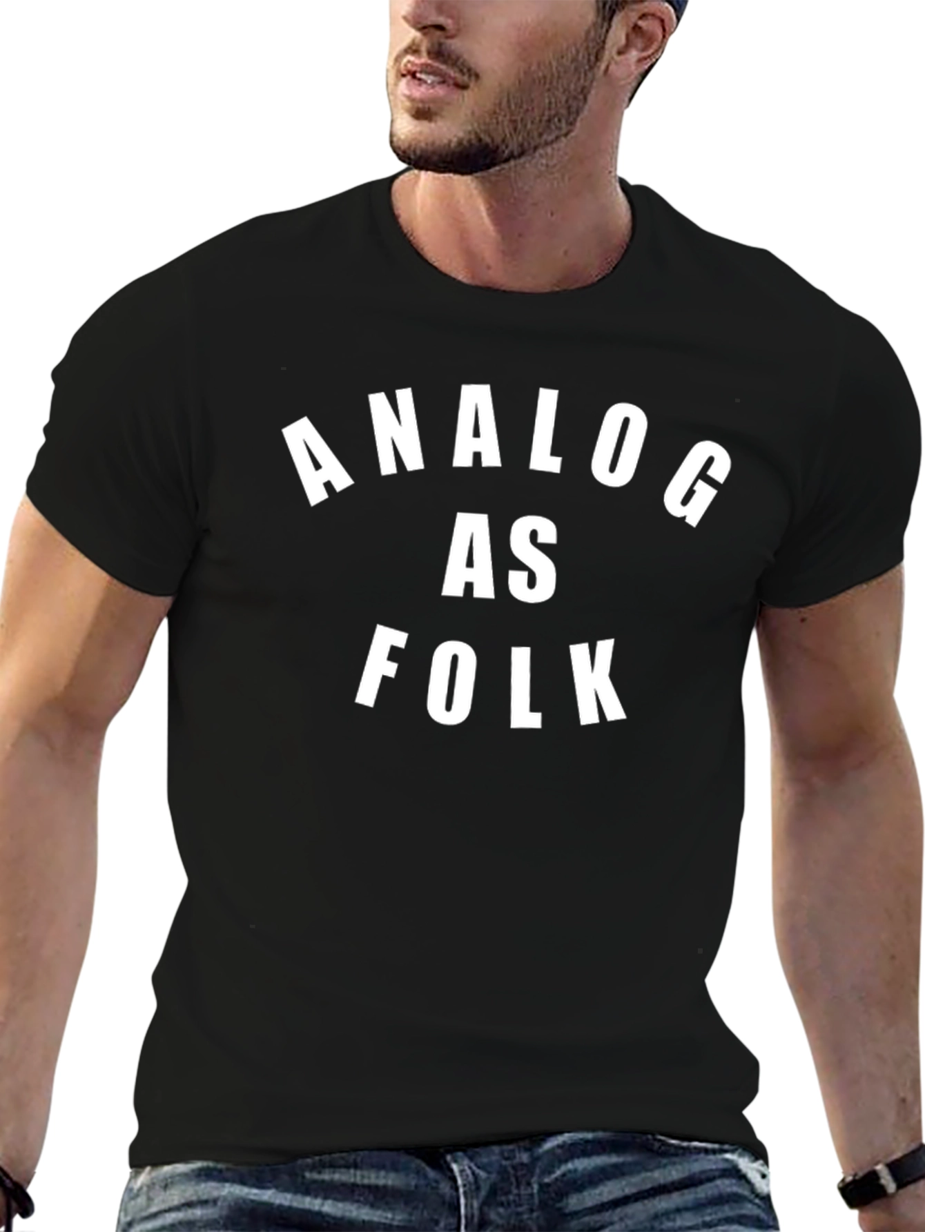 Analog As Folk Graphic Tee - Black Cotton T-Shirt