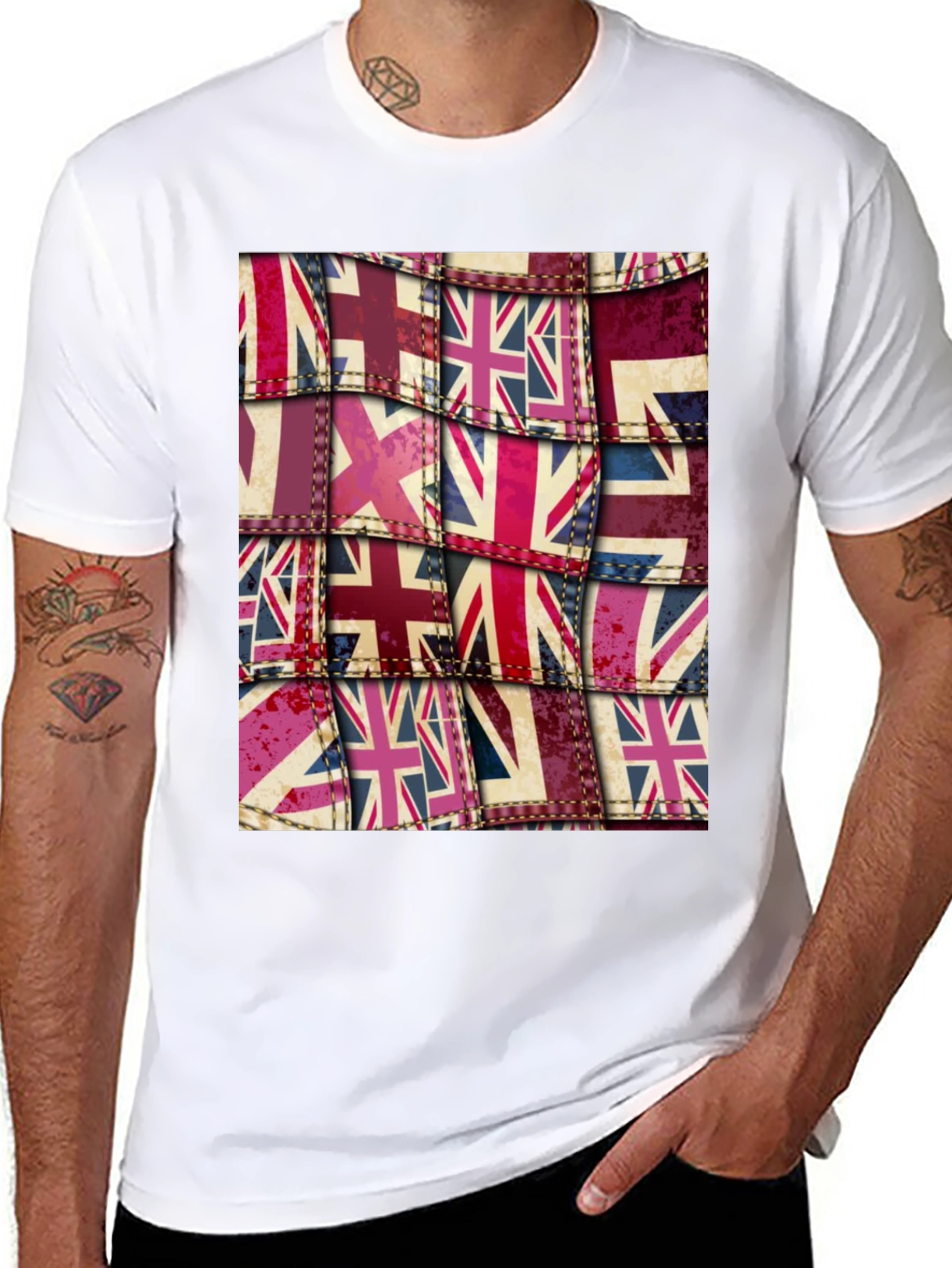 Union Jack Flag Patchwork Graphic Tee
